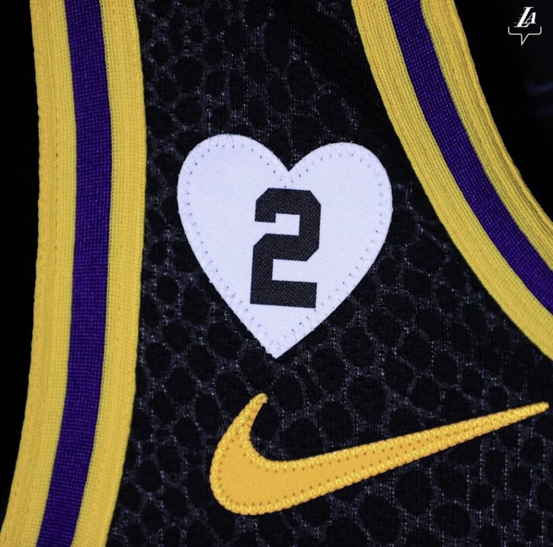 2 heart on lakers jersey