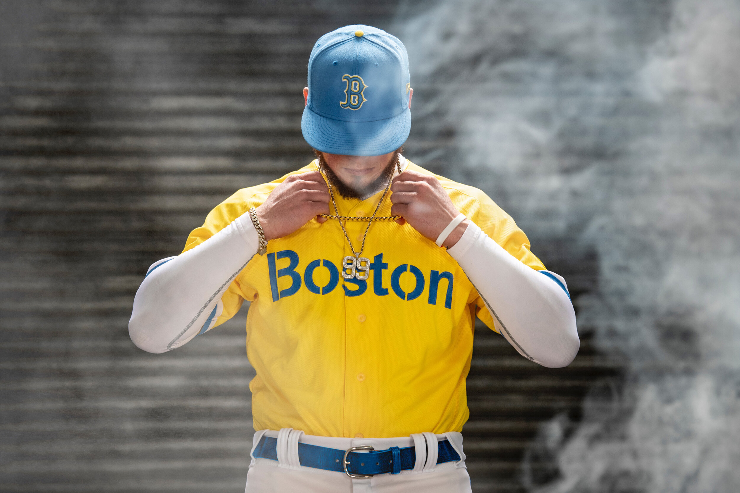 Boston Red Sox - City Connect uniforms with the wallpapers