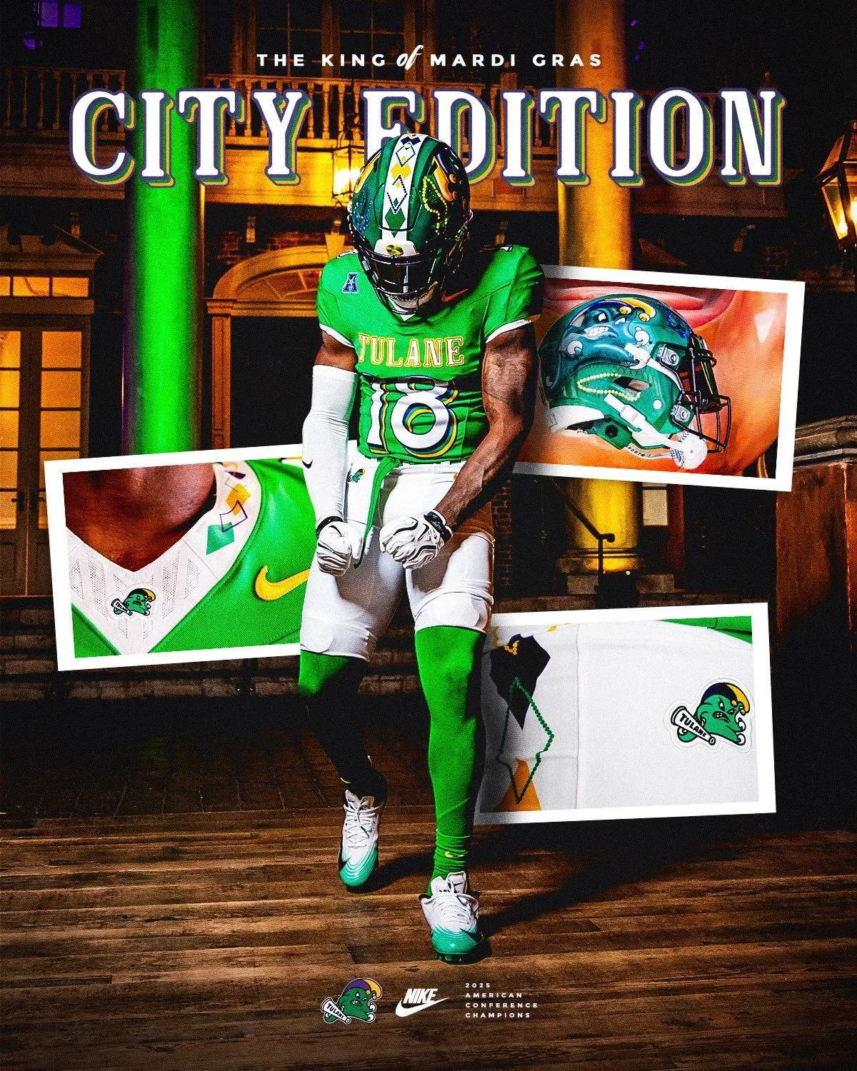 Tulane Unveils Mardi Gras-Inspired “King of Mardi Gras” Uniform