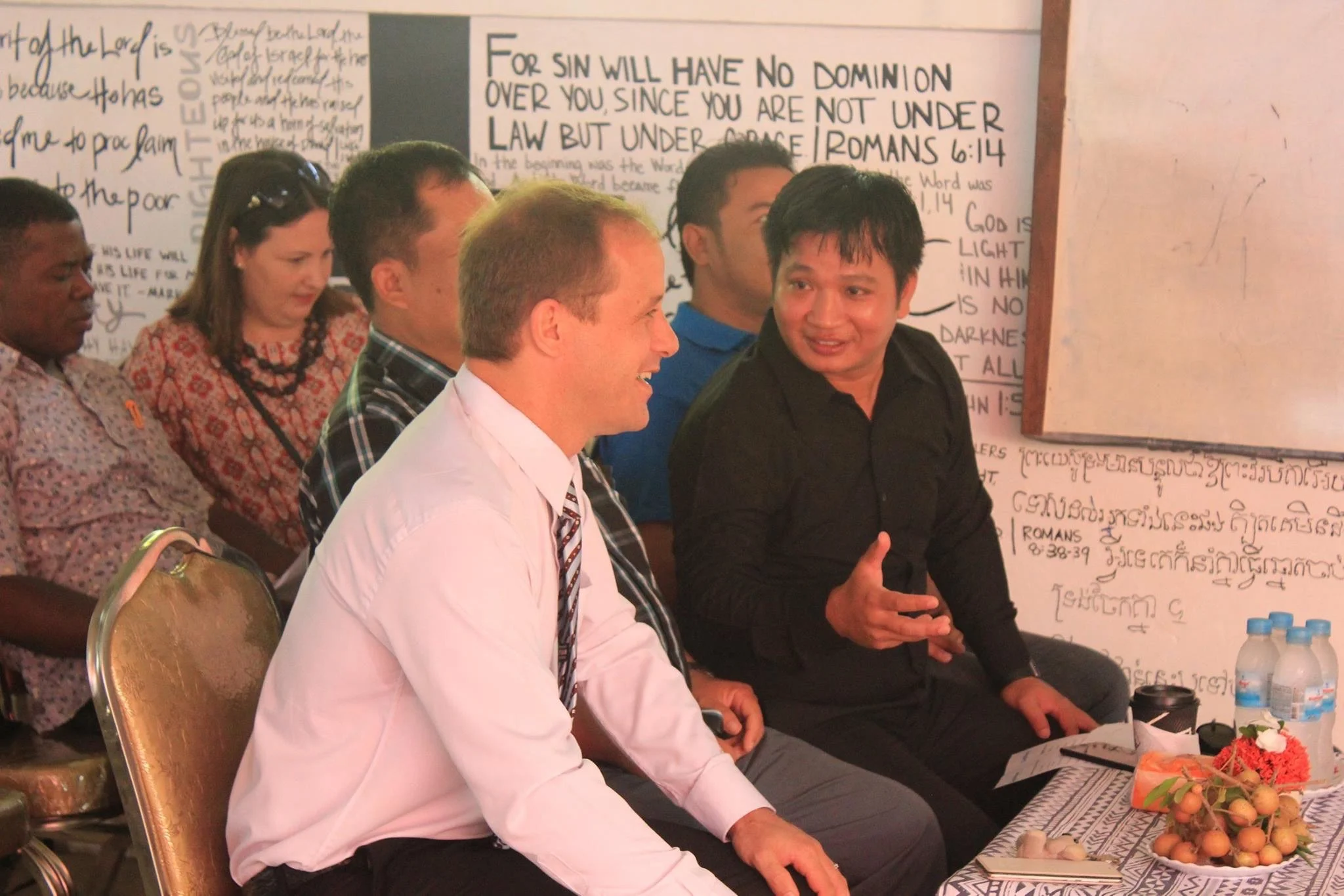 Lukas Bernhardt (LightHouse Battambang) with Reaksmey Khem (Dewey International Schools)
