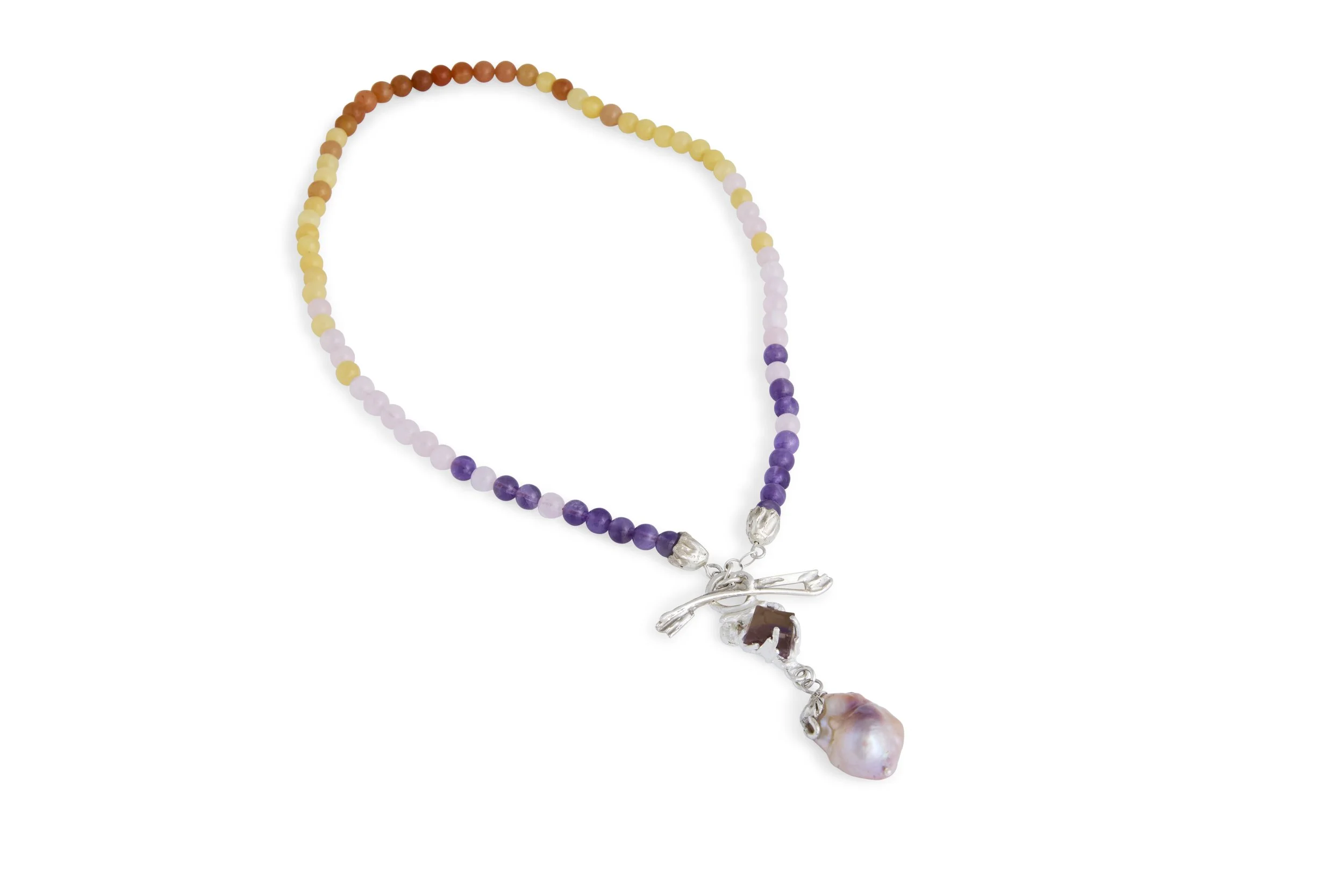 Amber and violets necklace