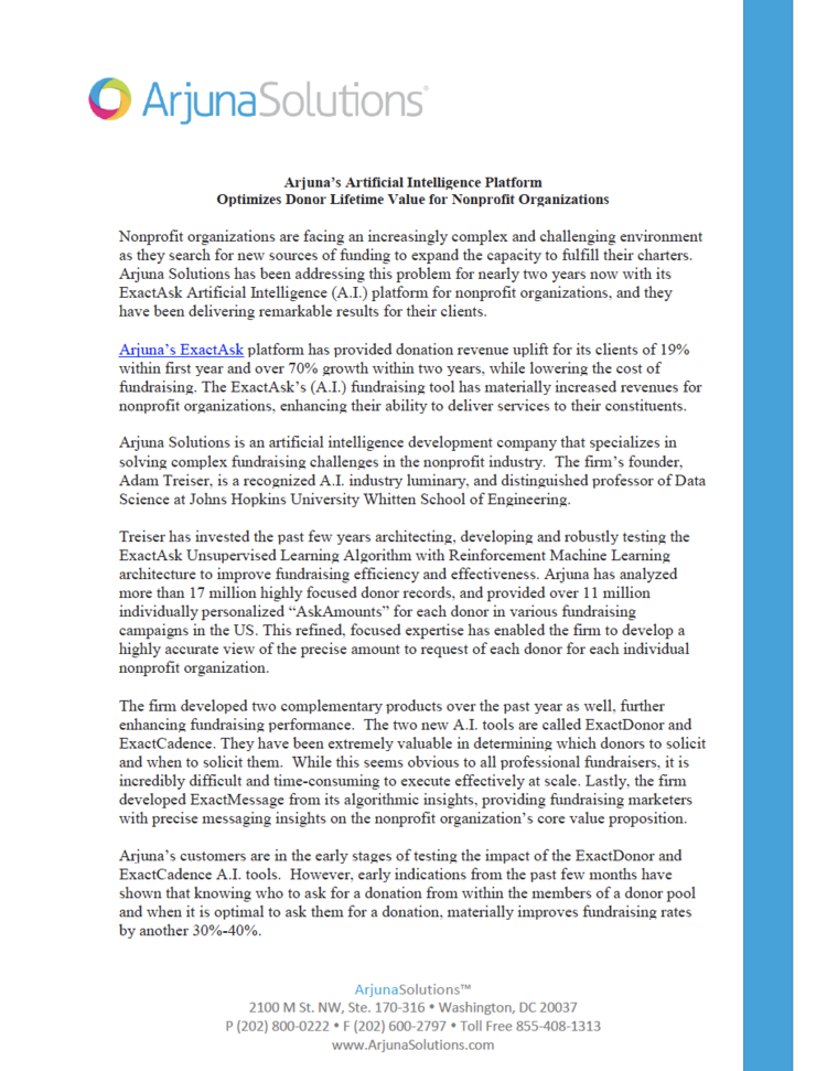 ARJUNA SOLUTIONS - NONPROFIT