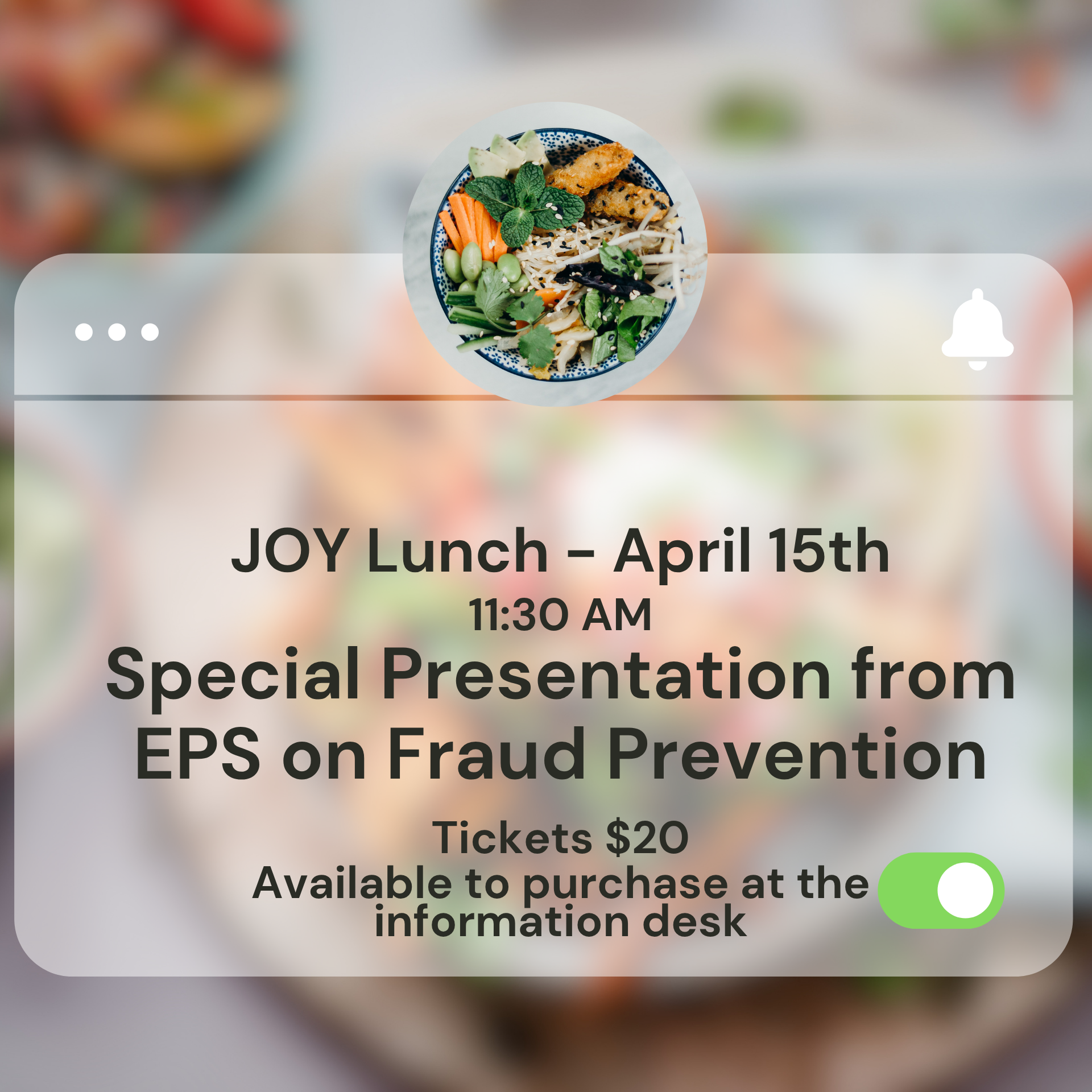 J.O.Y Lunch (Just Older Youth)