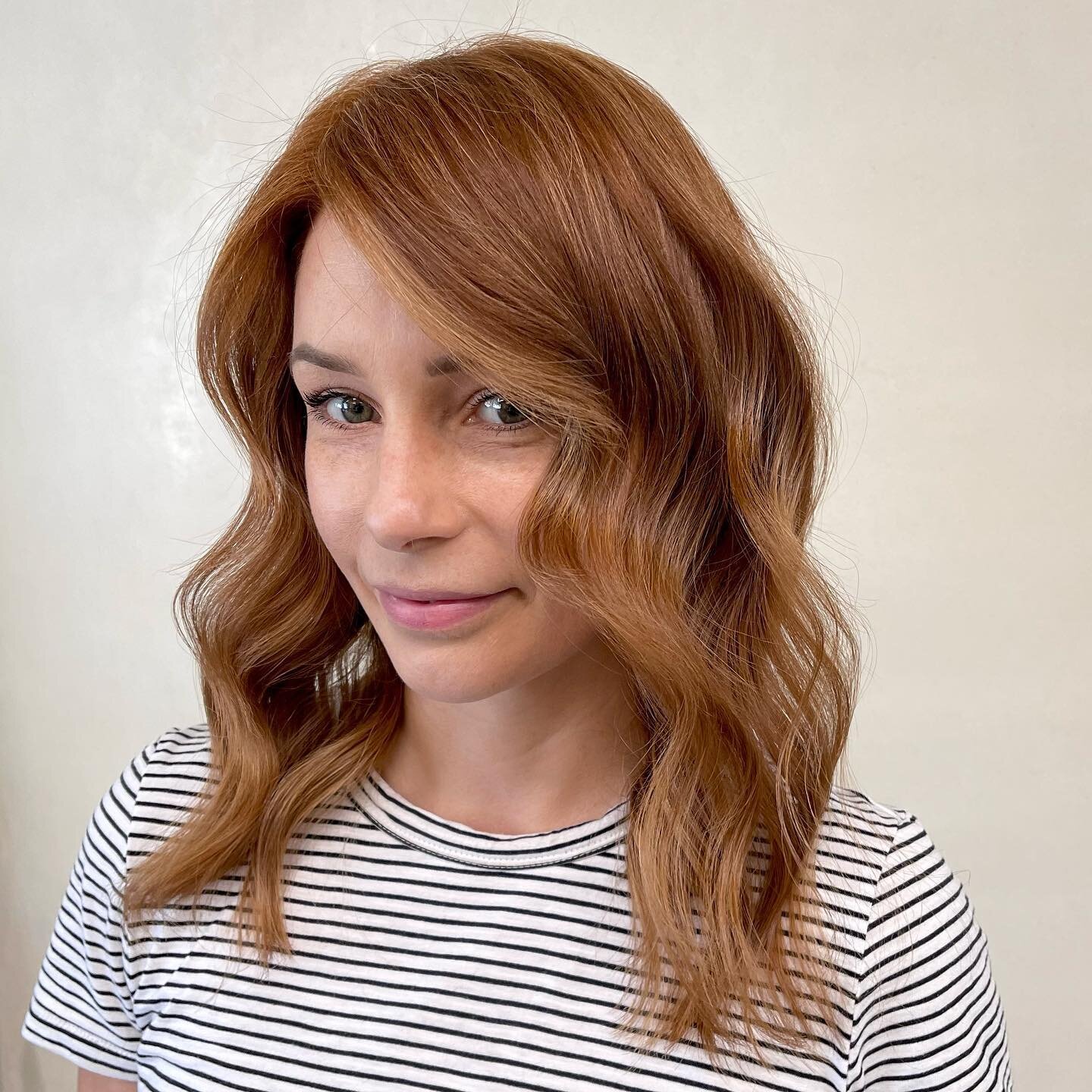 Beautiful copper blonde by @colstonrobertshair using @kevin.murphy.australia. Roots: Color.Me 3/4 7.34 + 1/4 6.43 + 6%, Highlights: Ultimate Lightener + 3% followed by Color.Me Gloss: 10.03 + 8.4 + Gel.Activator #fuchshair #kevinmurphy #copperhair #c