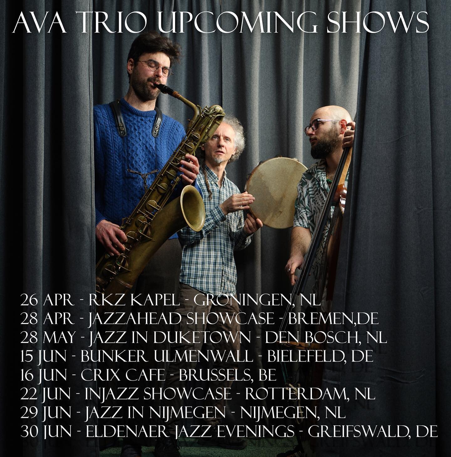 🥳 Countdown to a great period! 🥳
Looking forward to all our concerts, festivals, @jazzahead and @injazznl ⭐️

26.04 - RKZ Kapel #groningen
28.04 - @jazzahead ‼️#bremen
28.05 - @jazz_in_duketown #denbosch
15.06 - @bunkerulmenwall #bielefeld 
16.06 -