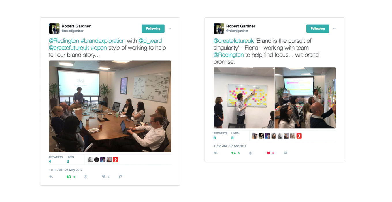 Presenting to the leadership team how their brand is perceived by clients, competitors and internal teams.