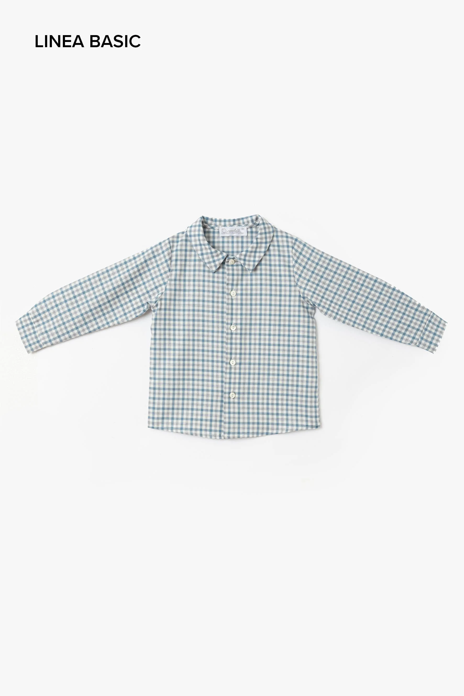 Camicia bambino vichy azzurro grigio