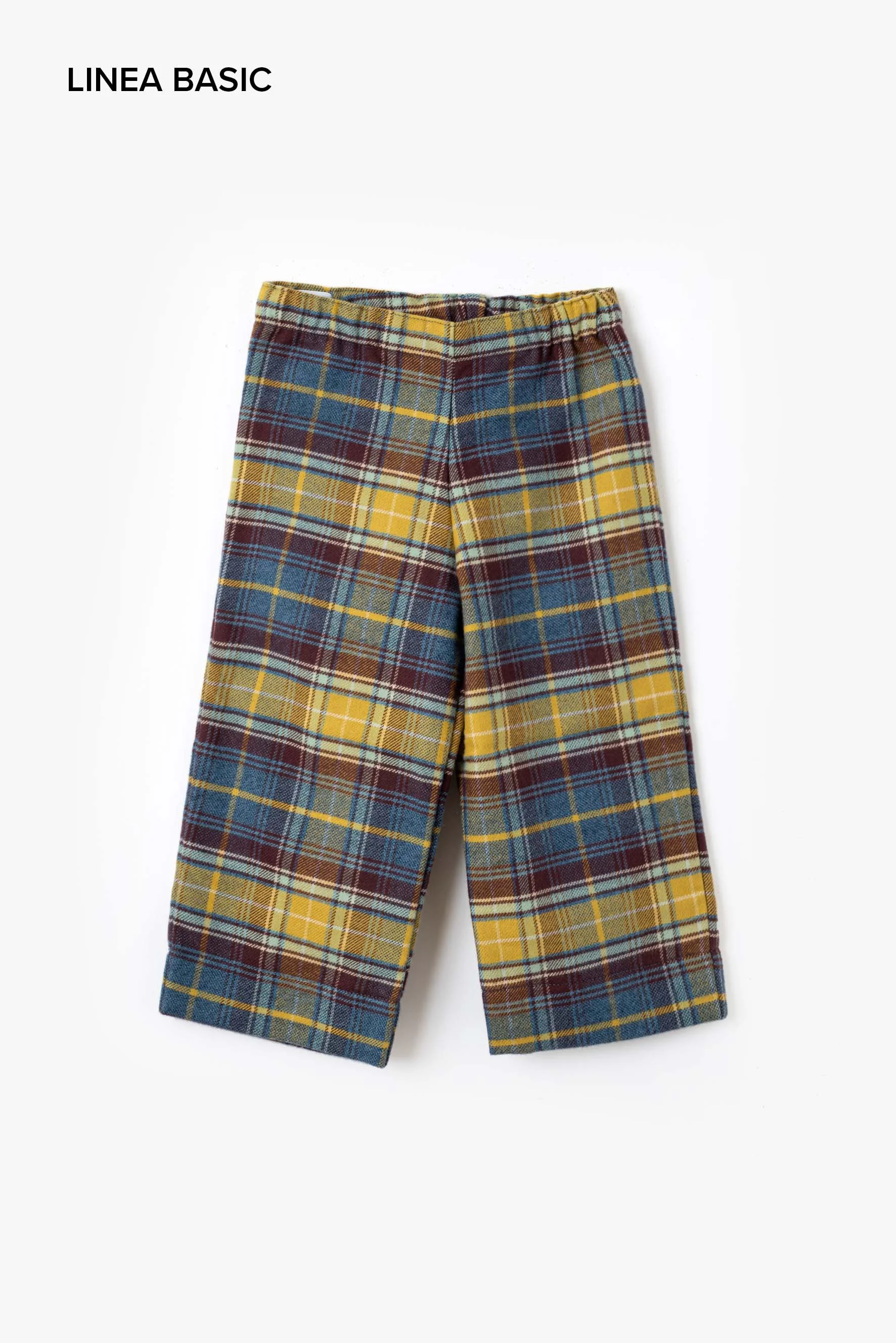 Pantaloni baggy tartan senape avio bordeaux