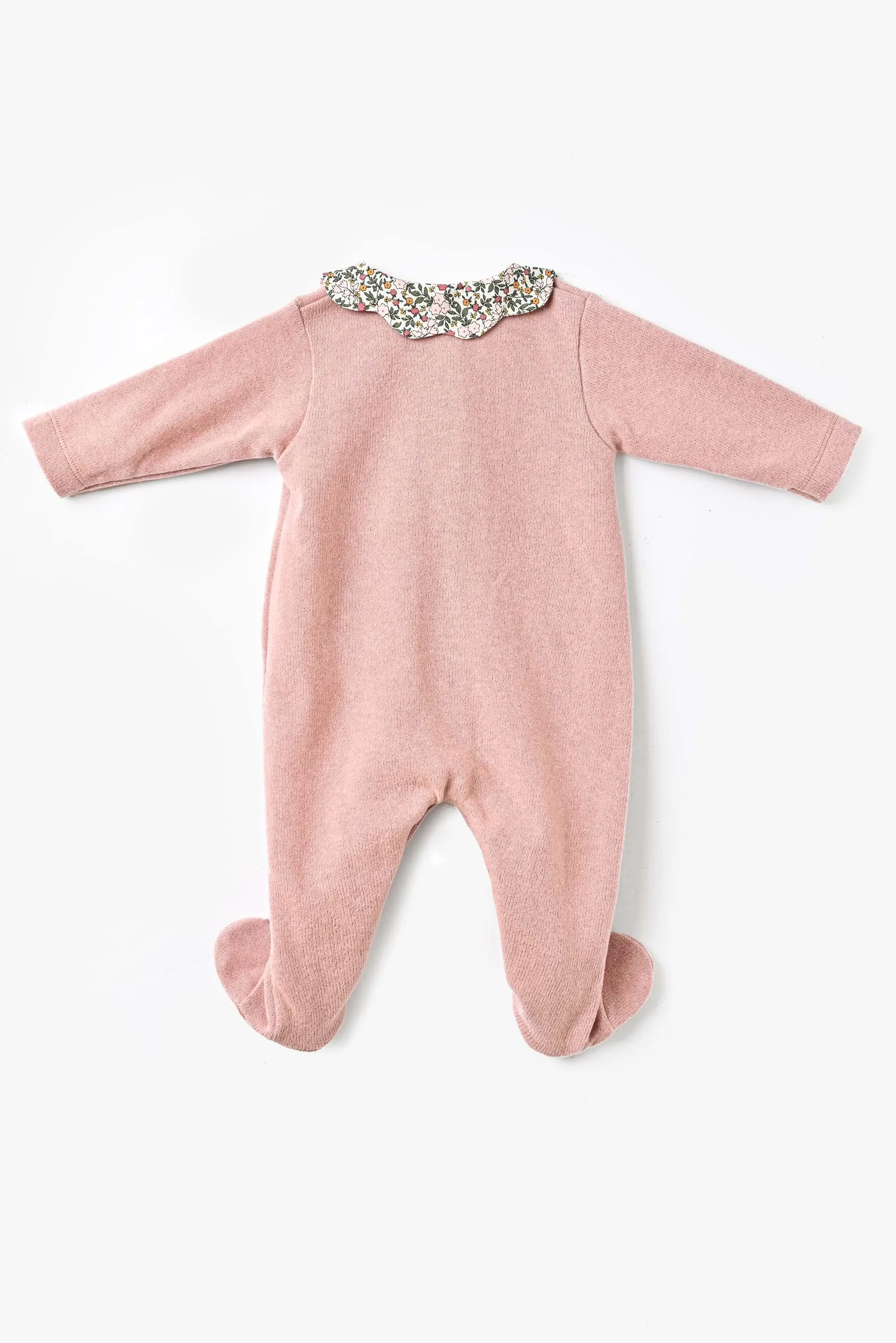 Tutina piedini neonata maglia rosa retro