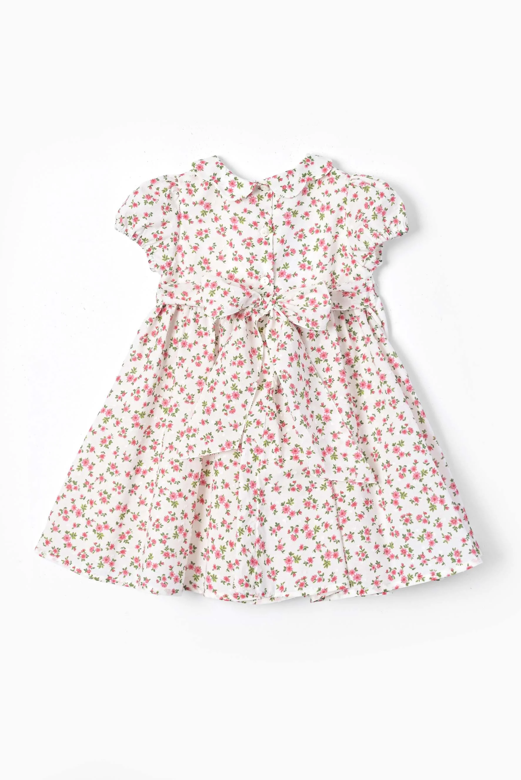 Vestito bambina fiore rosso plumetis retro