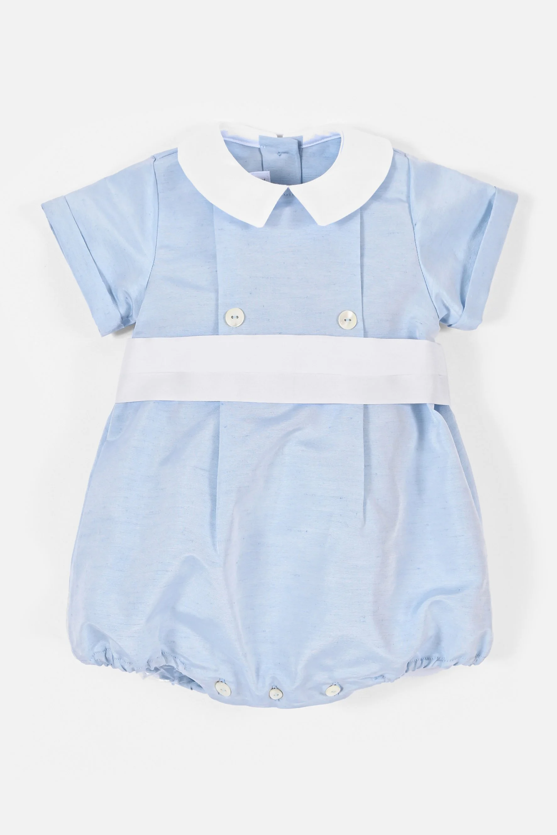 Pagliaccetto cerimonia in raso lino azzurro e bianco