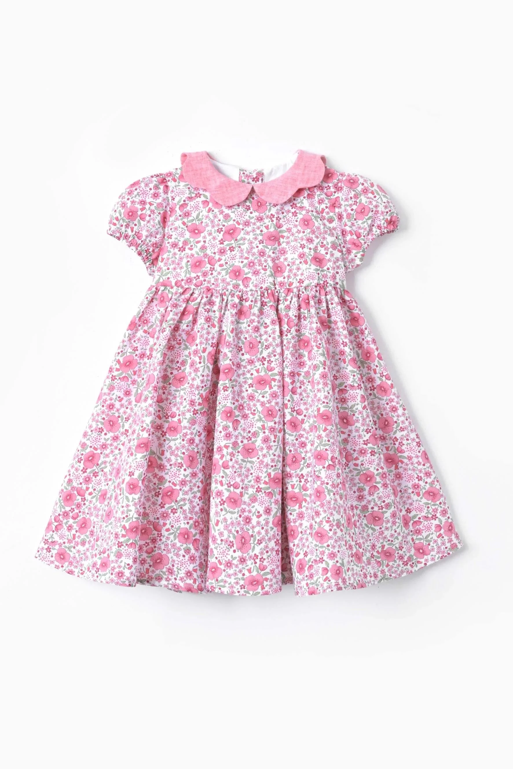 Vestito bambina lino fiore rosso Crochette