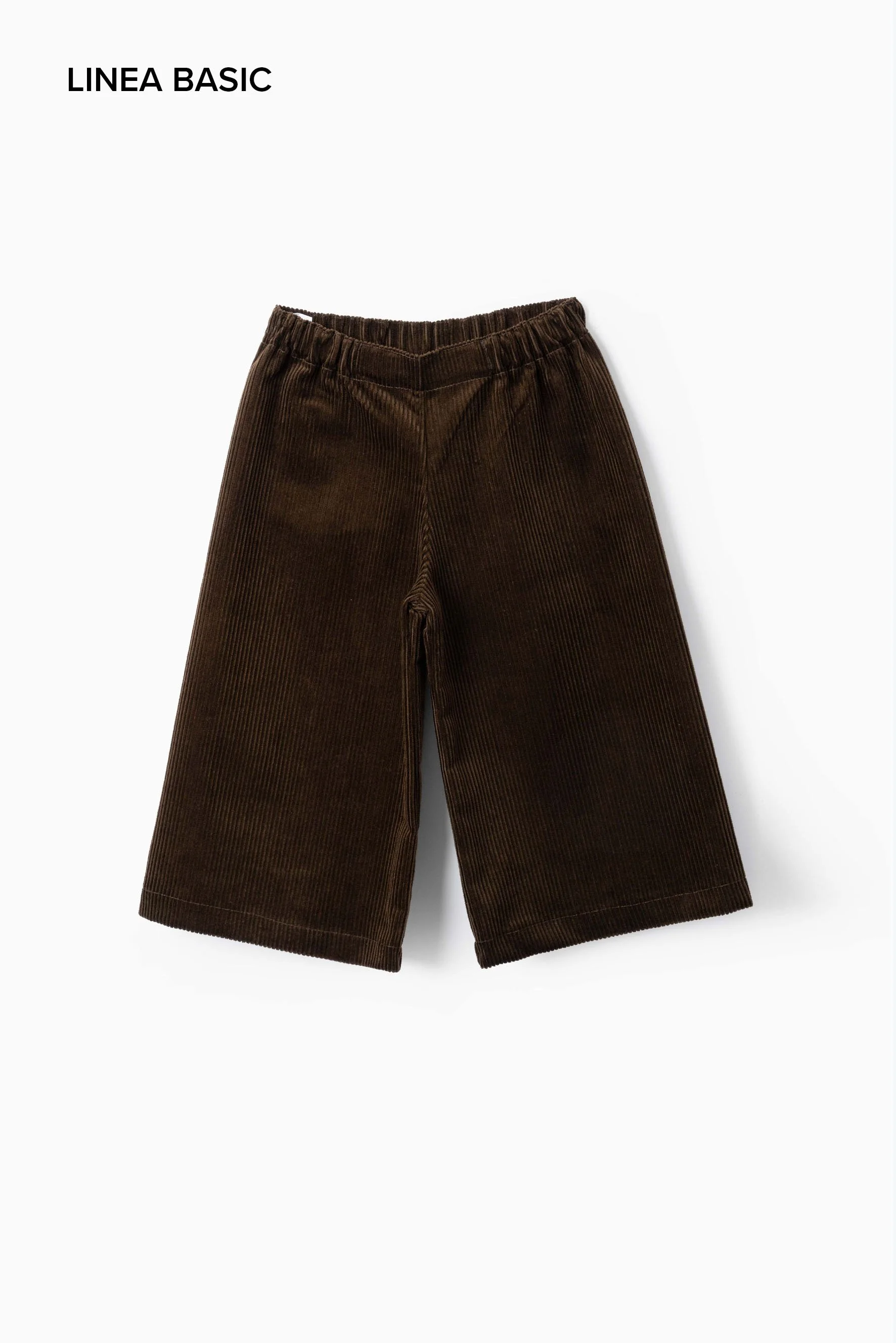 Pantaloni bambina larghi velluto a costa larga marrone