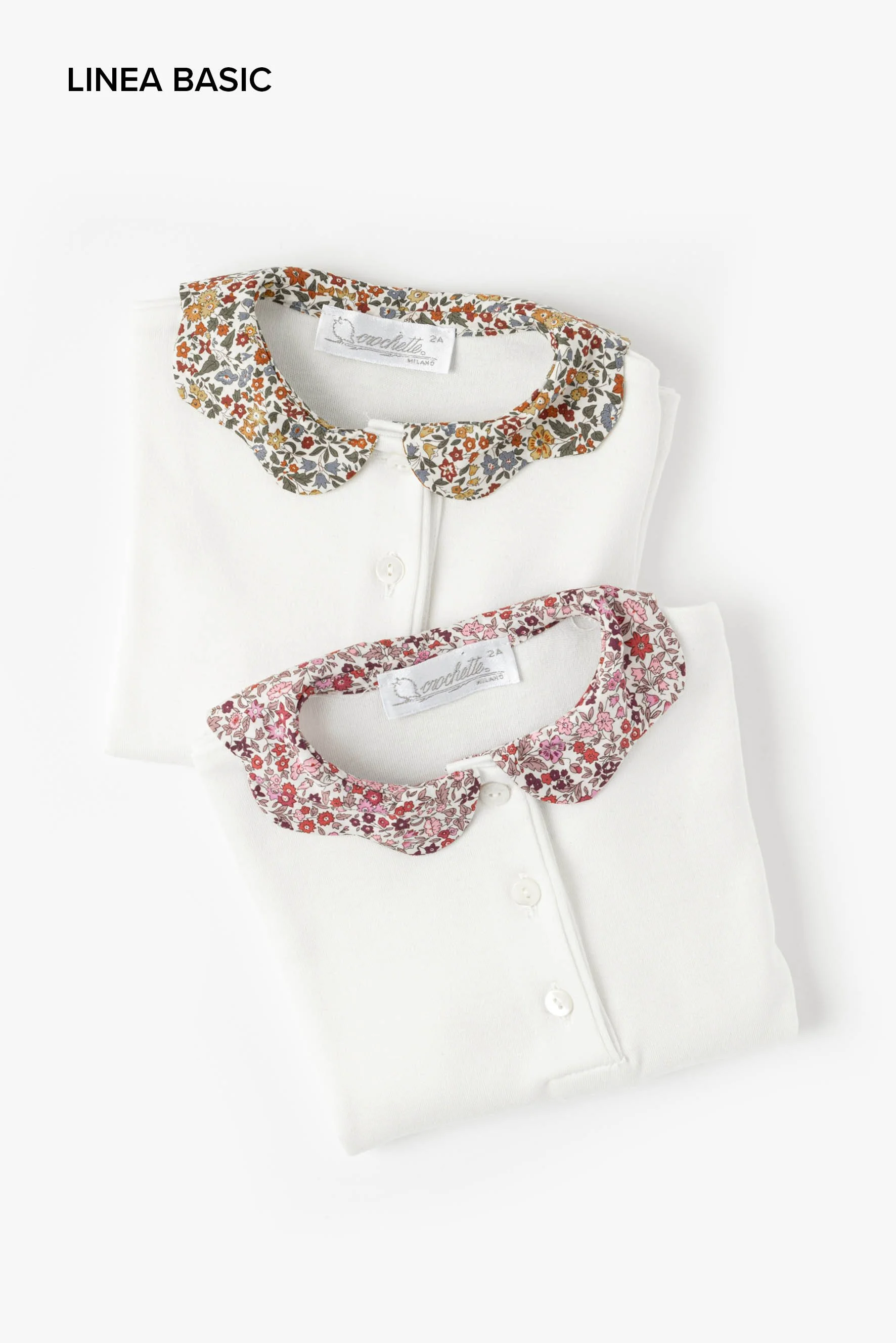 Polo bambina colletto petalo a fiori Liberty