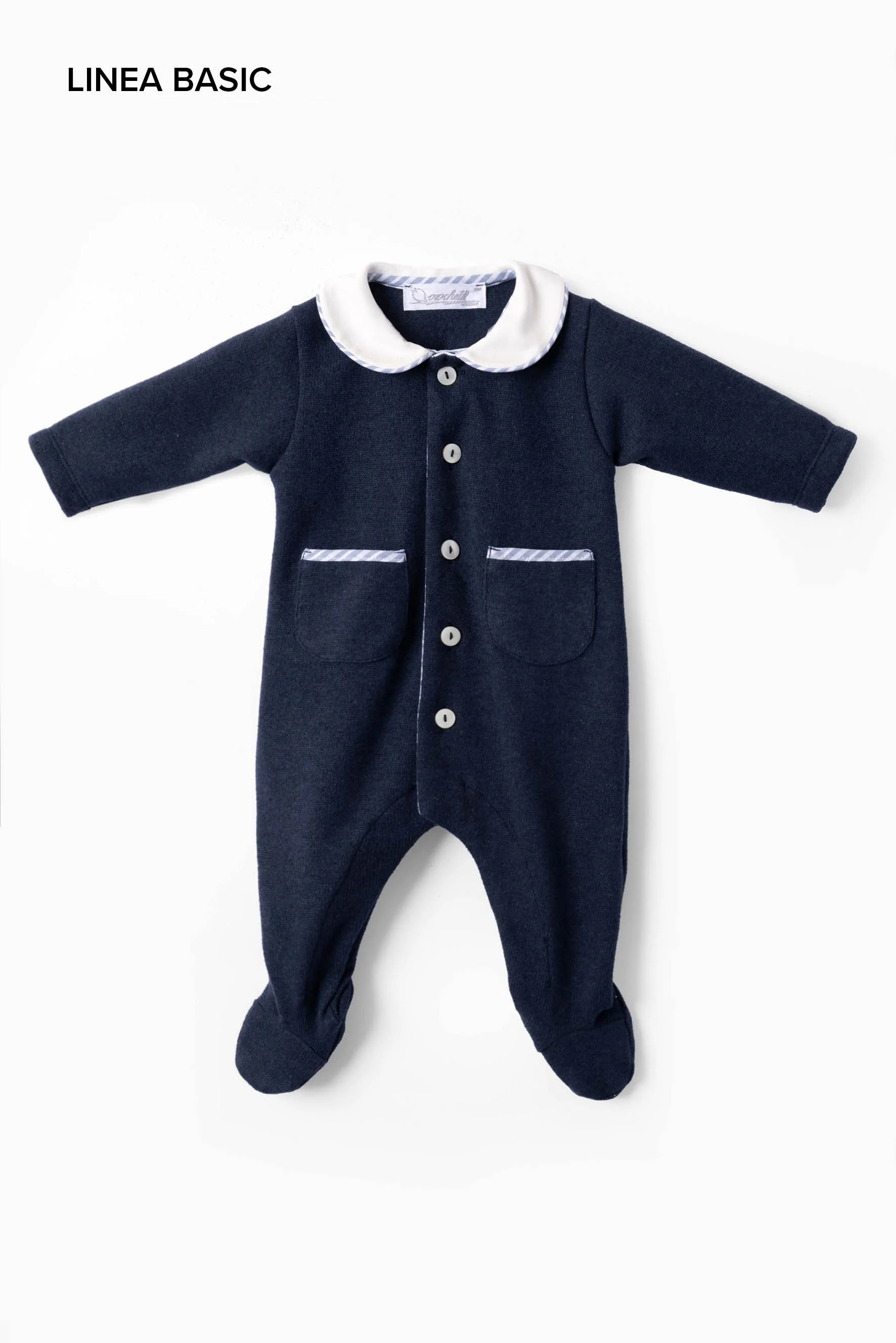 Tutina piedini neonato maglia blu