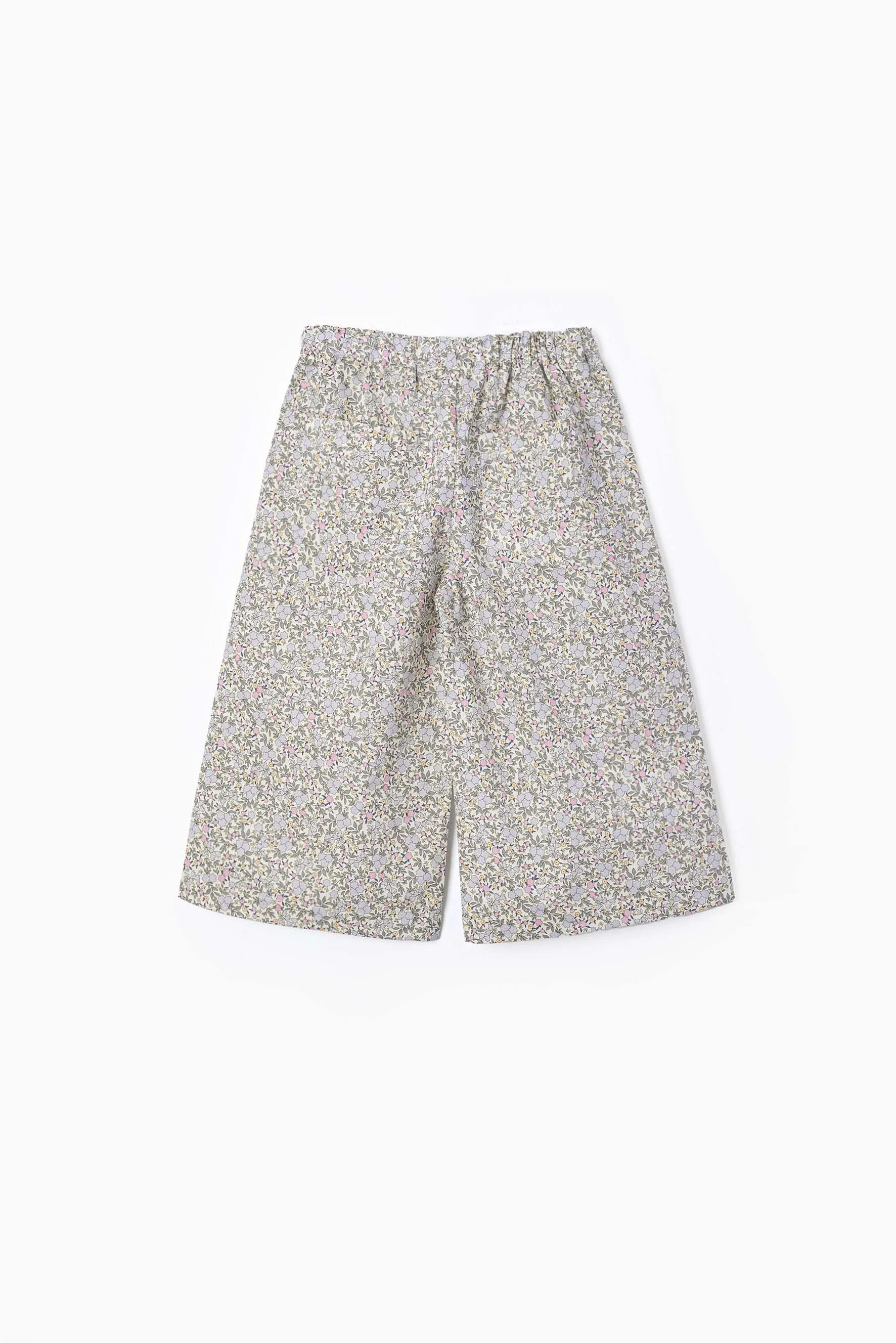 Pantaloni larghi bambina fiore malva e pervinca retro