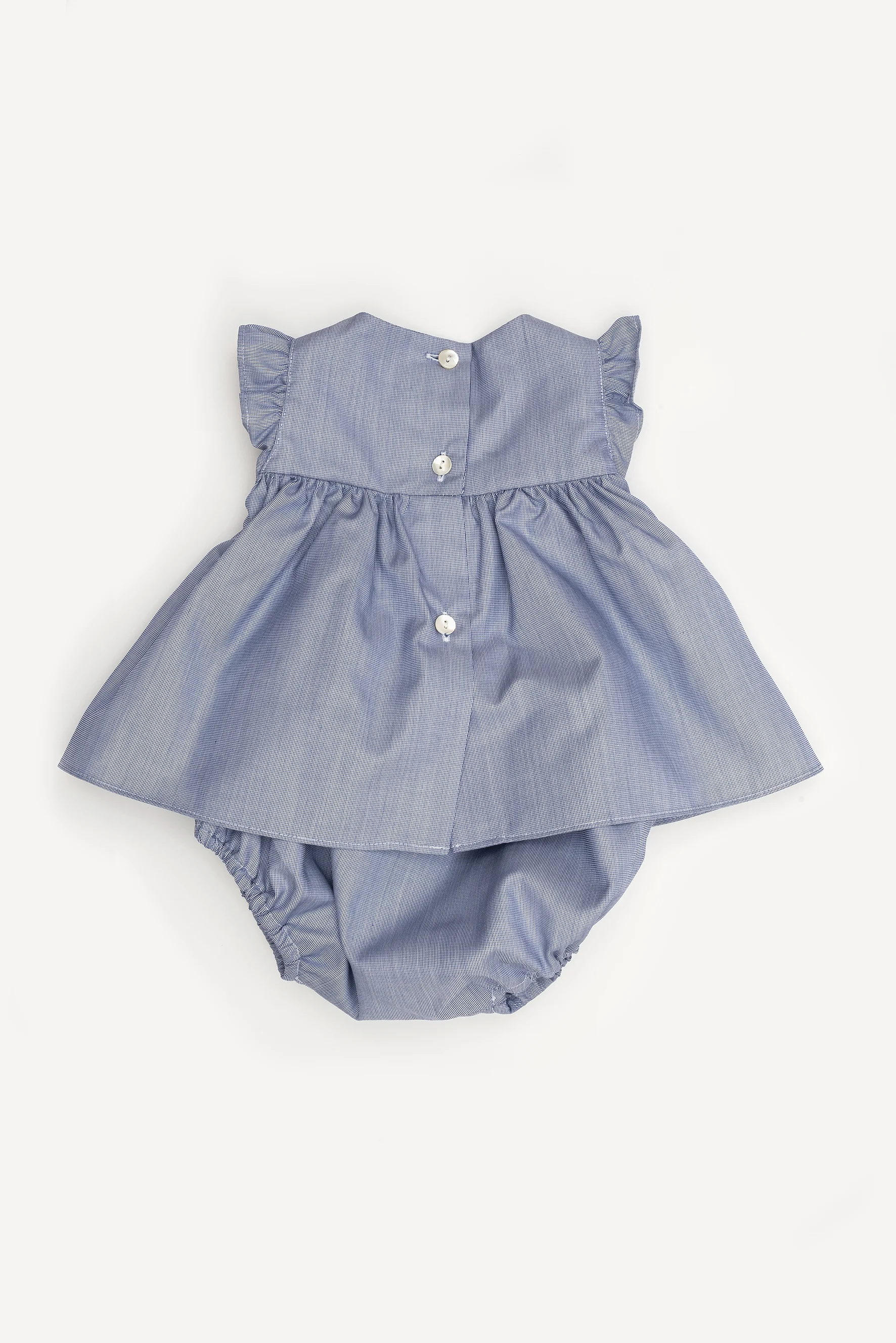 Camicia e culotte neonata blu retro