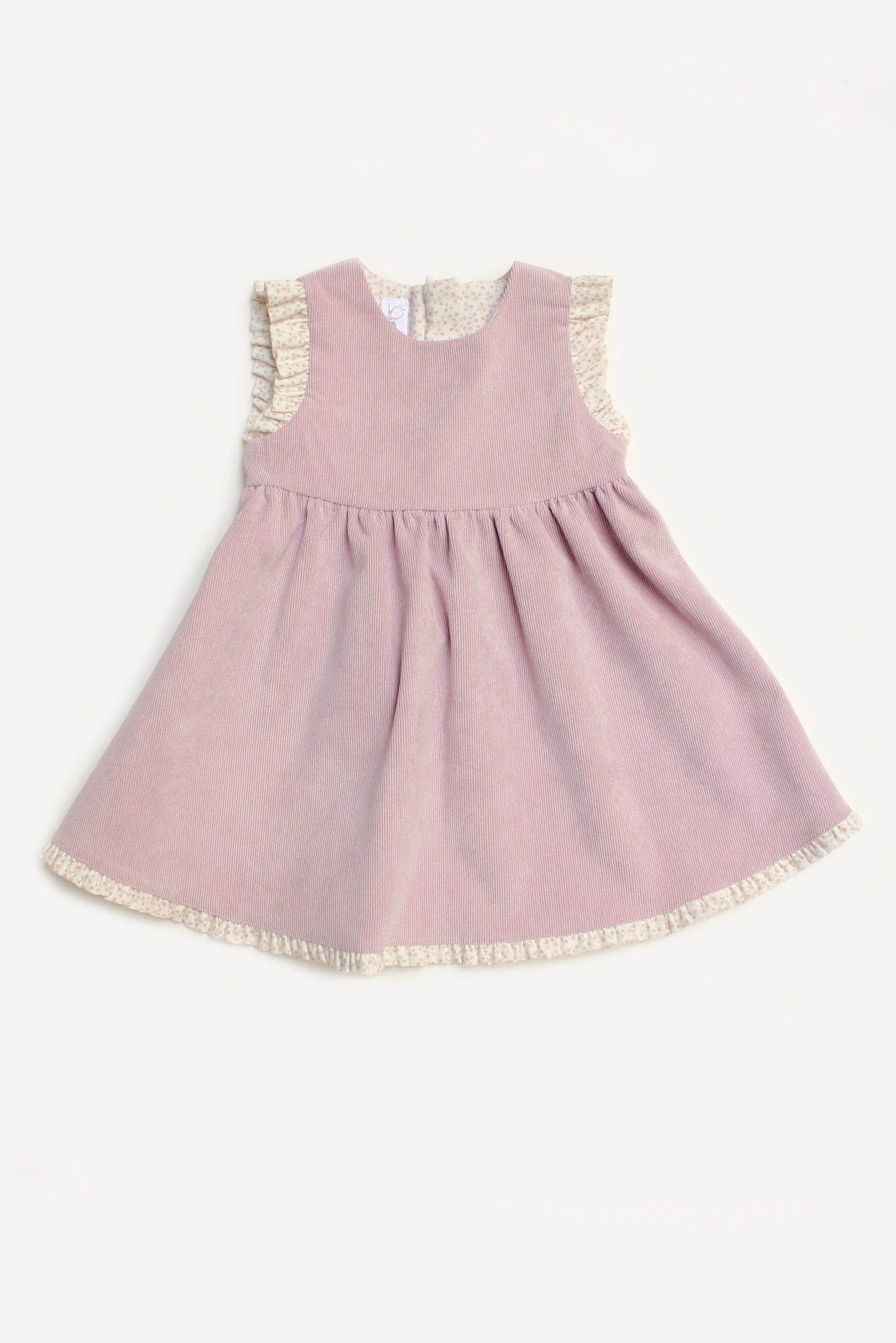 Vestito neonata velluto malva e fiori