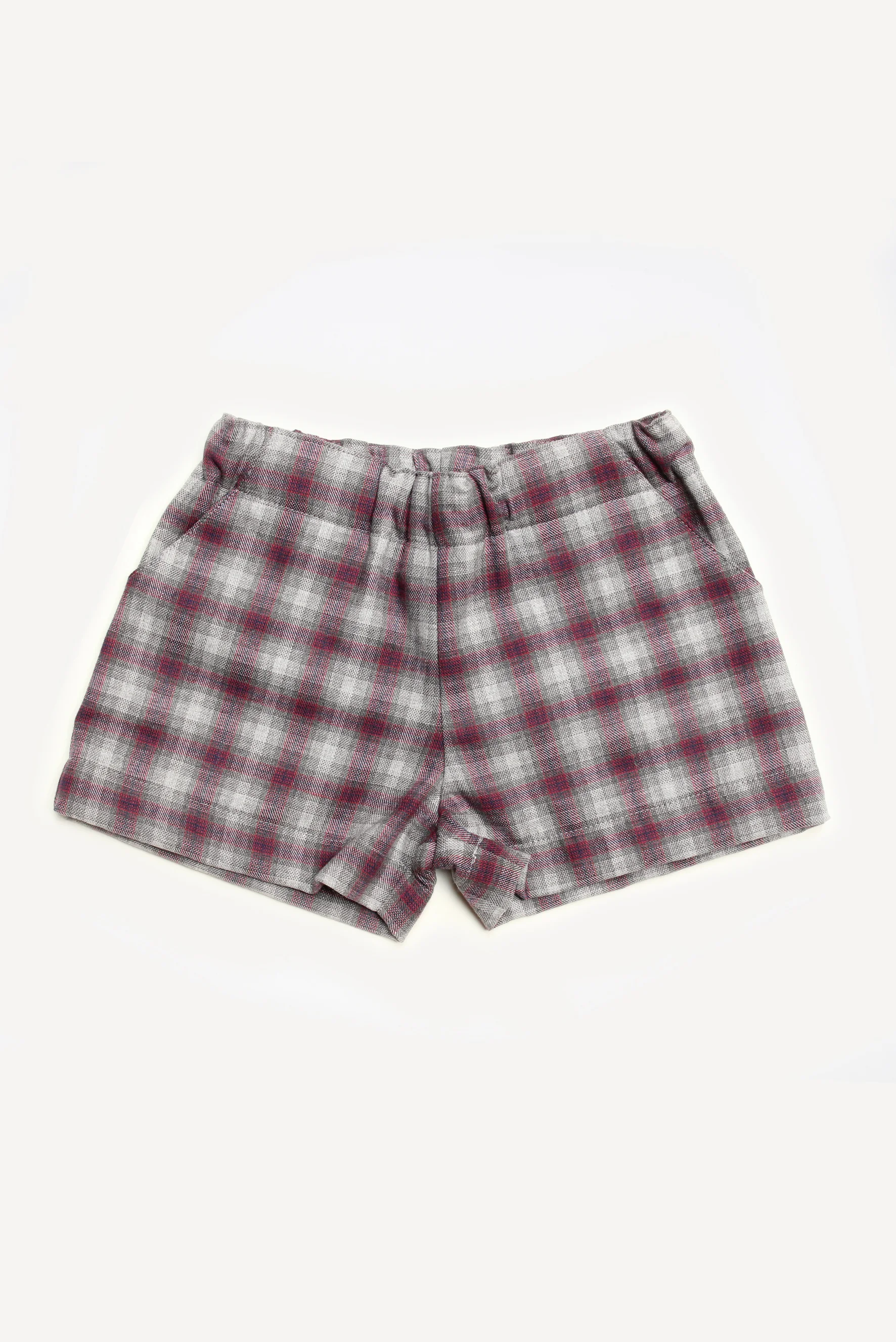 Pantaloncini bambini in scozzese viola