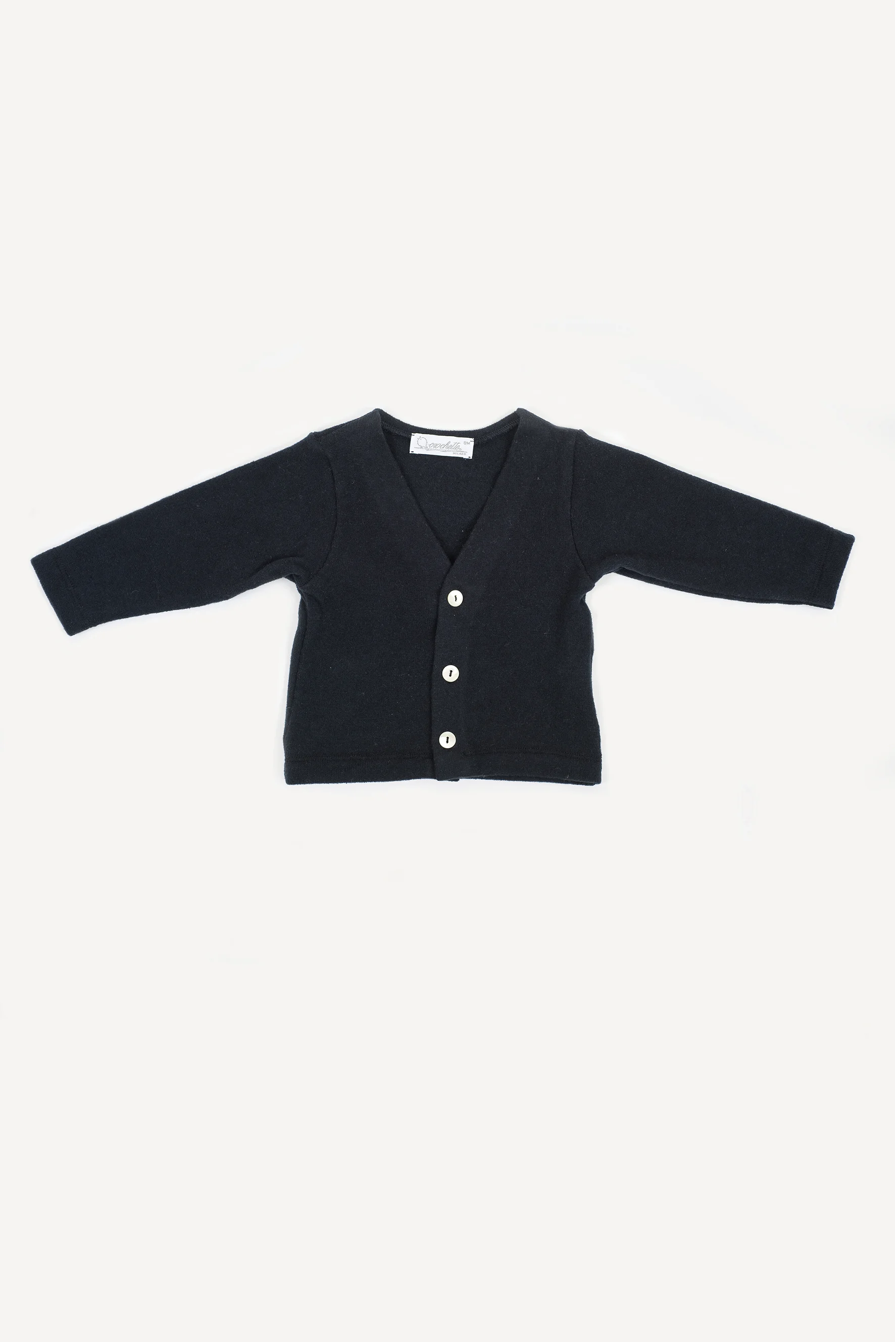 Cardigan bambino in maglia blu fronte