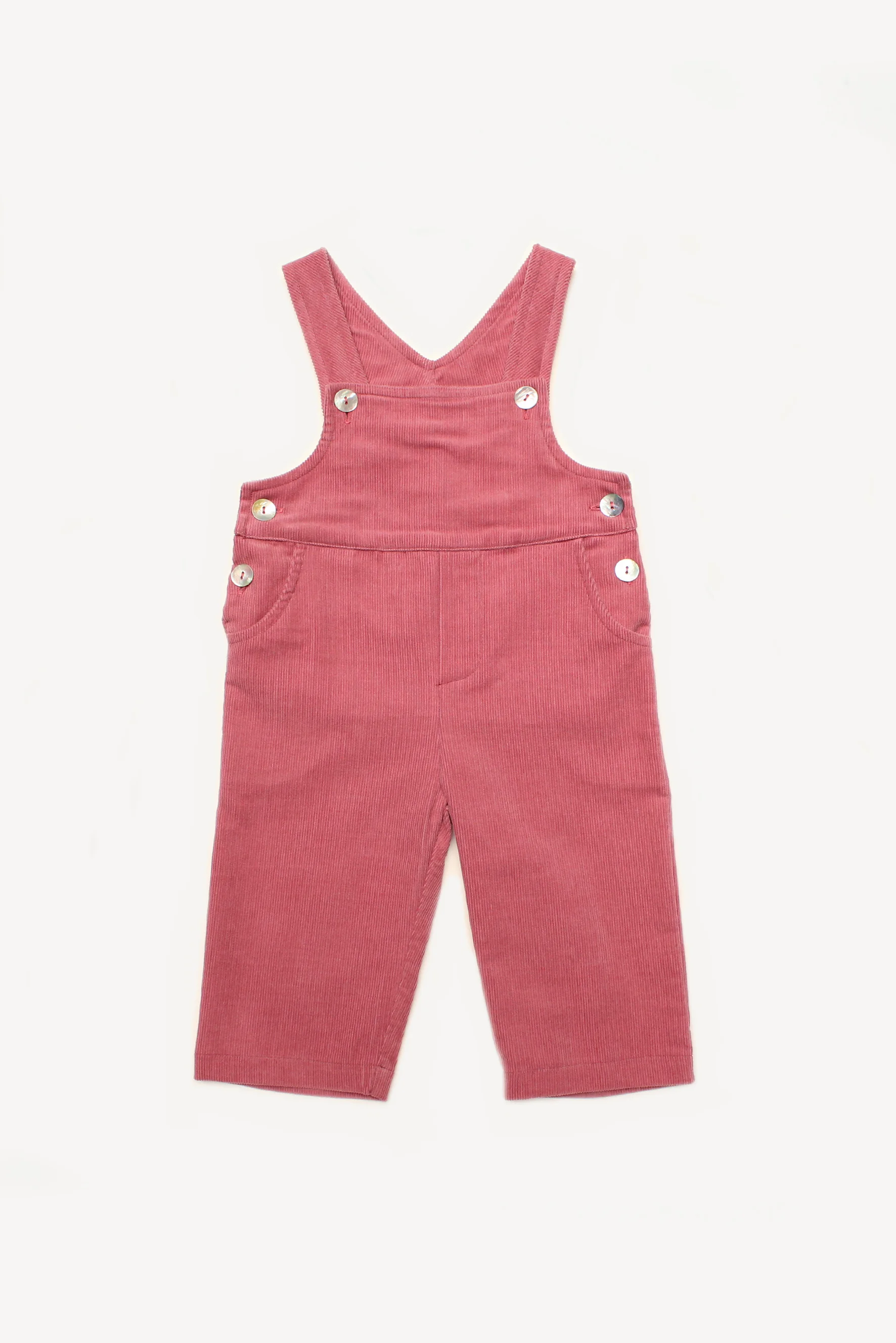 Salopette bambina in velluto rosa