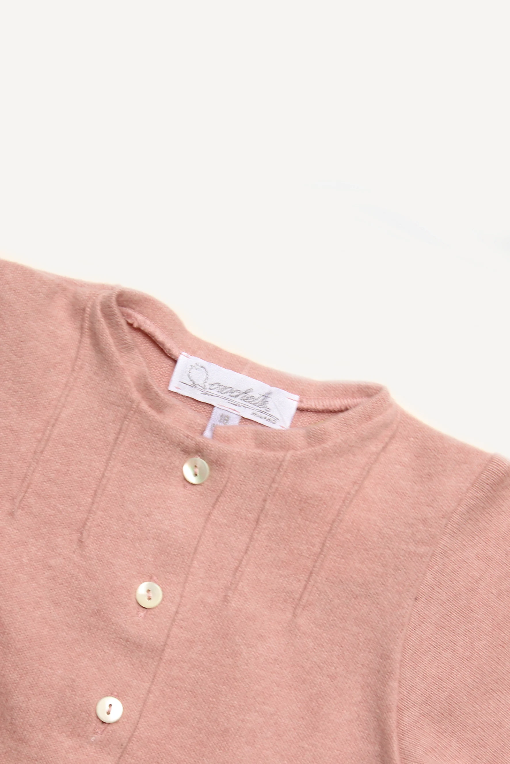Cardigan bambina in maglia rosa antico