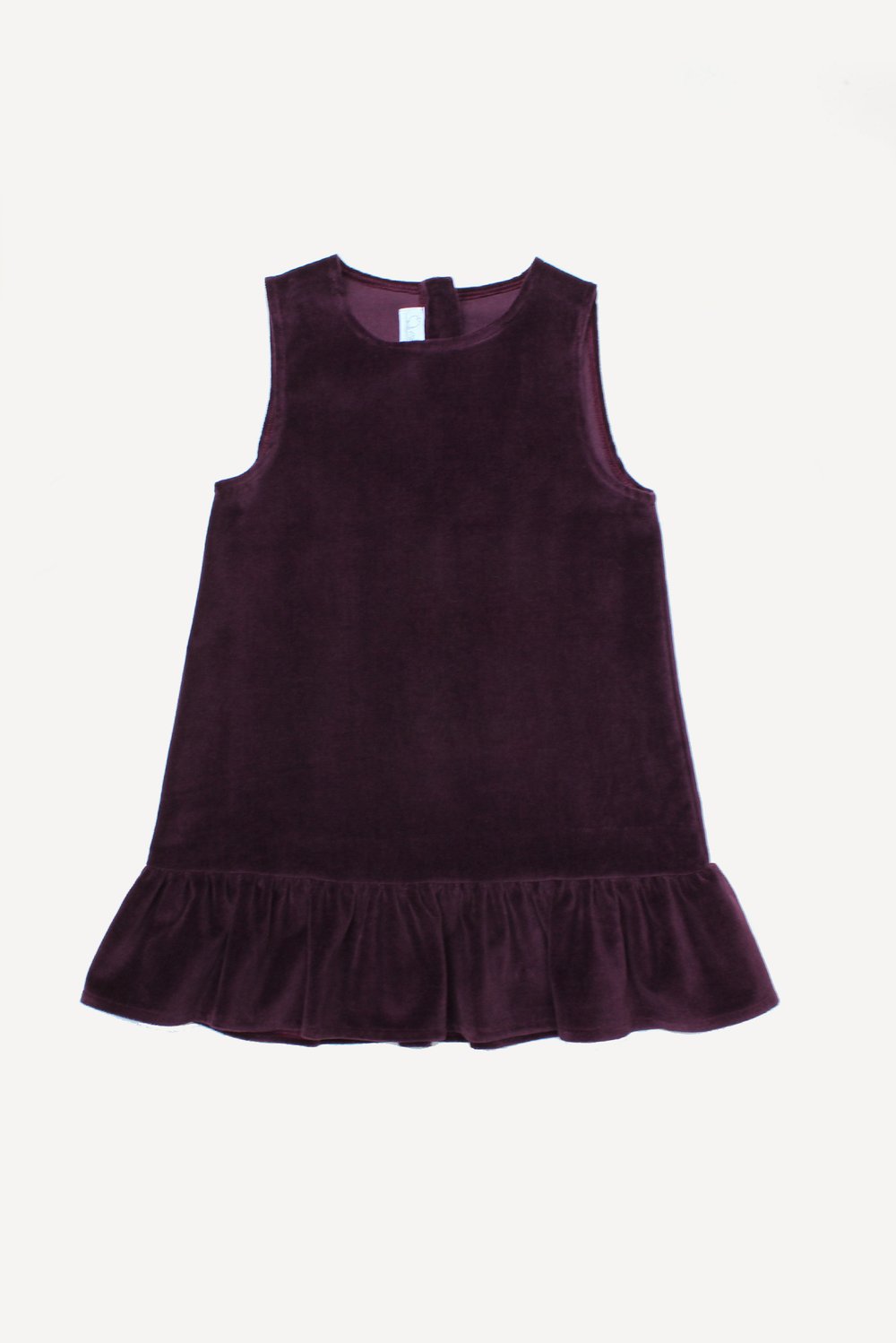Vestito bambina a trapezio in caldo velluto viola prugna — Crochette