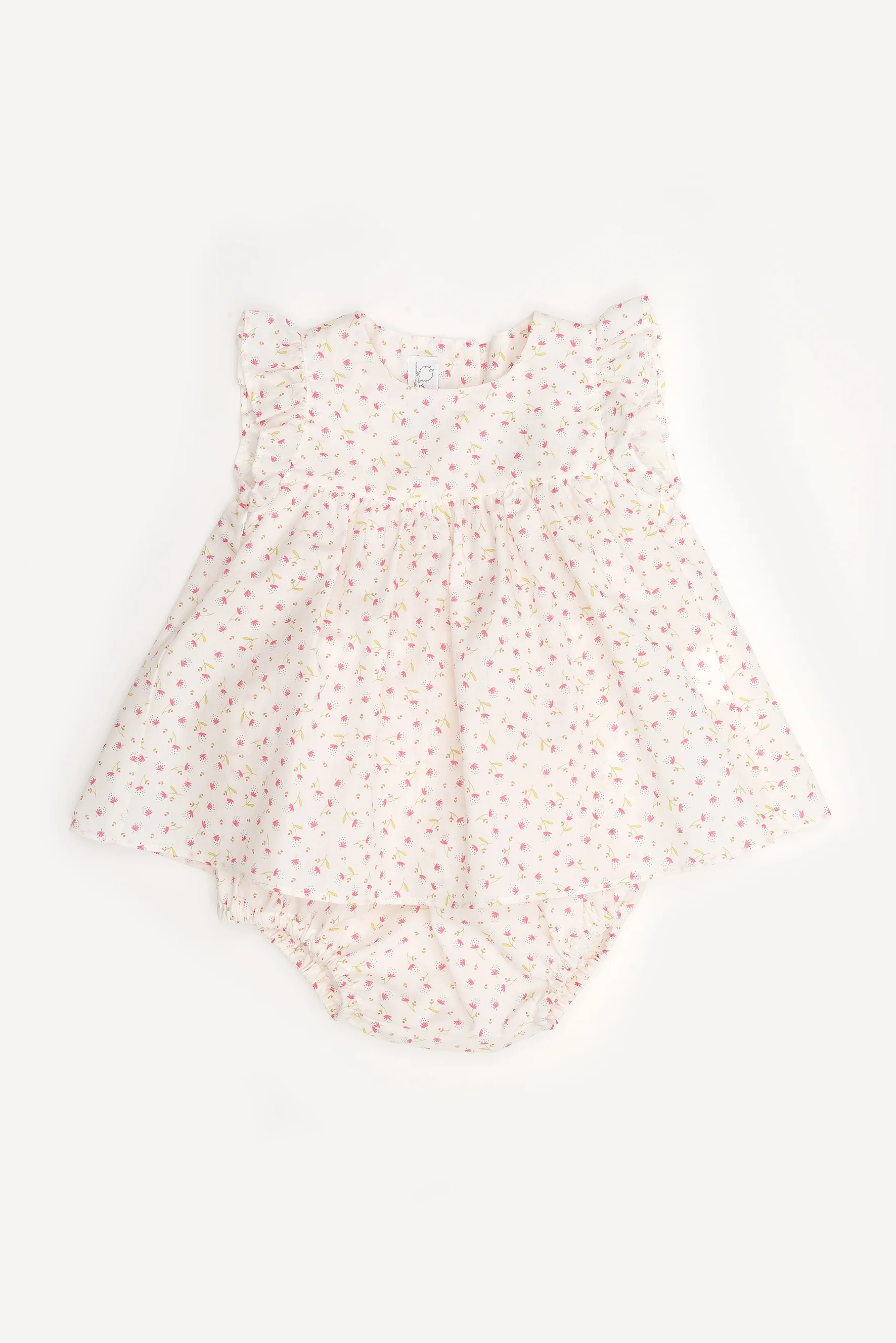 Camicia e culotte neonata a fiorellini rosa