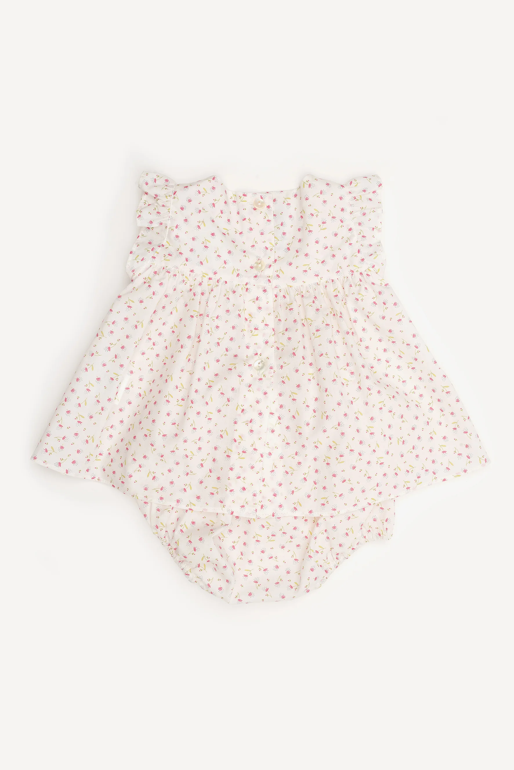Camicia e culotte neonata a fiori rosa retro