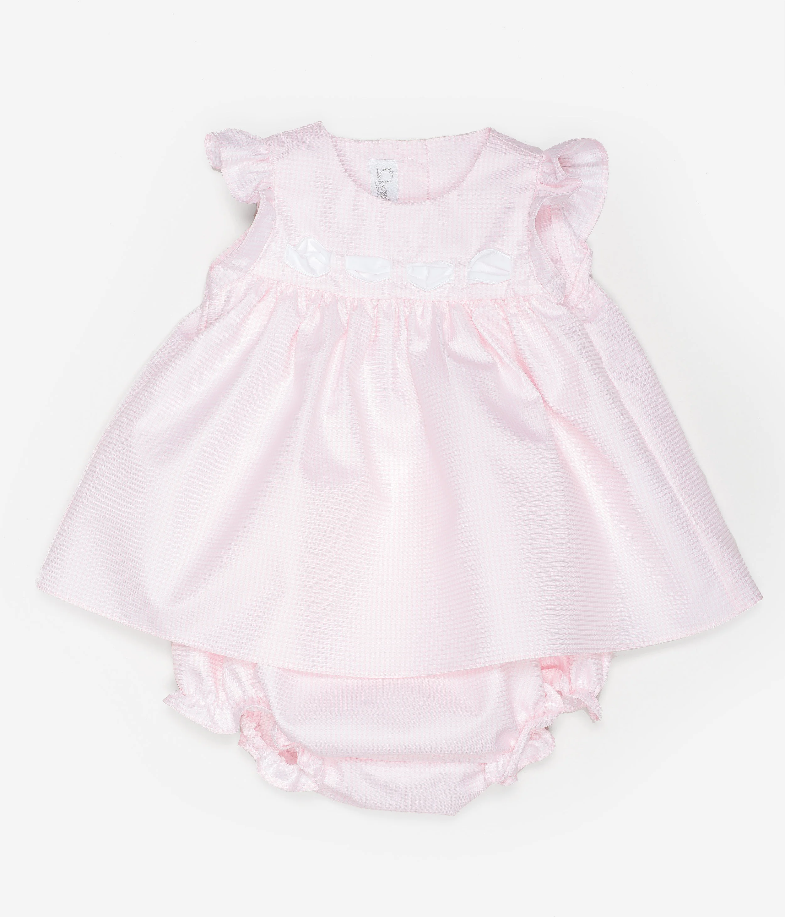 Camicia e culotte neonata a quadretti rosa