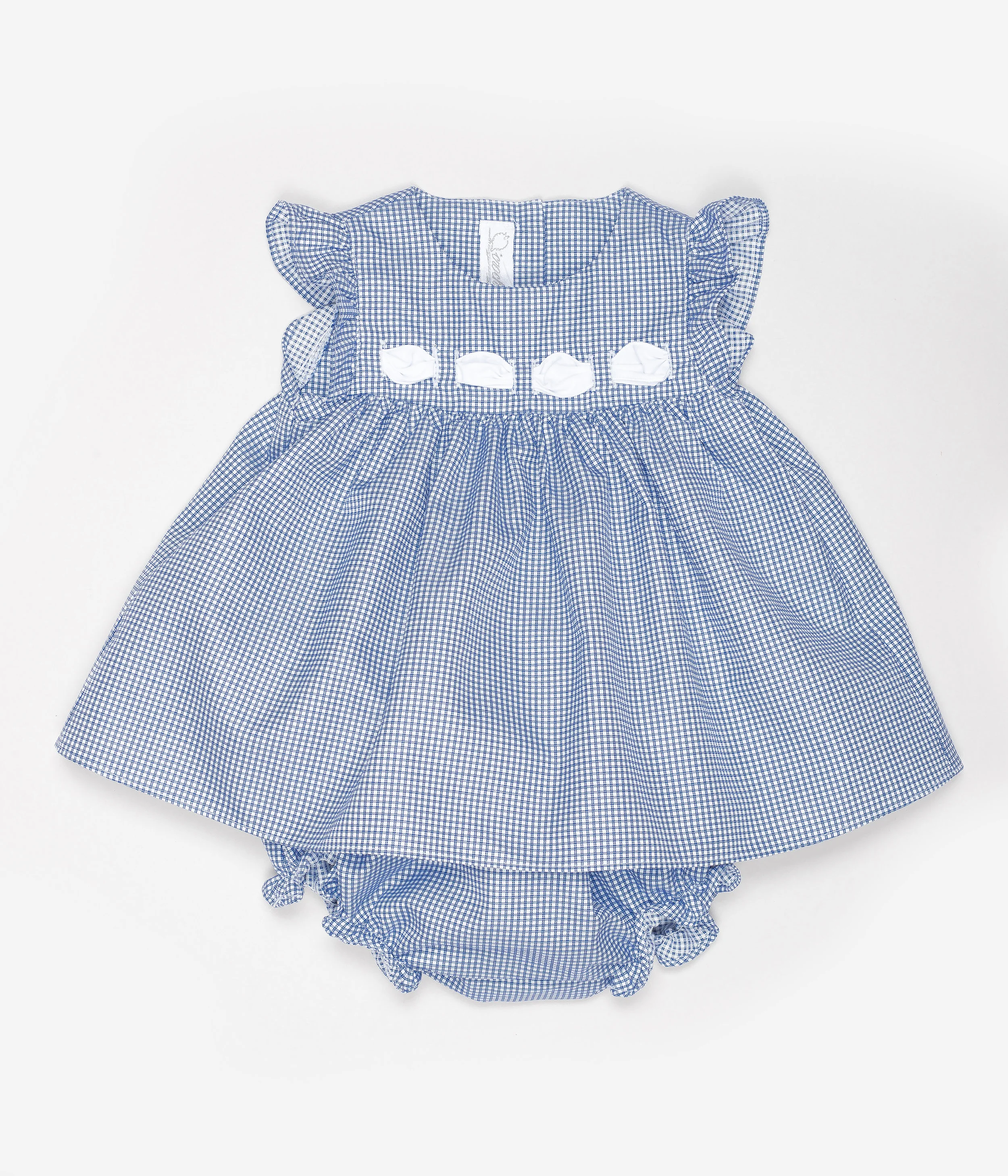 Camicia e culotte neonata a quadretti blu