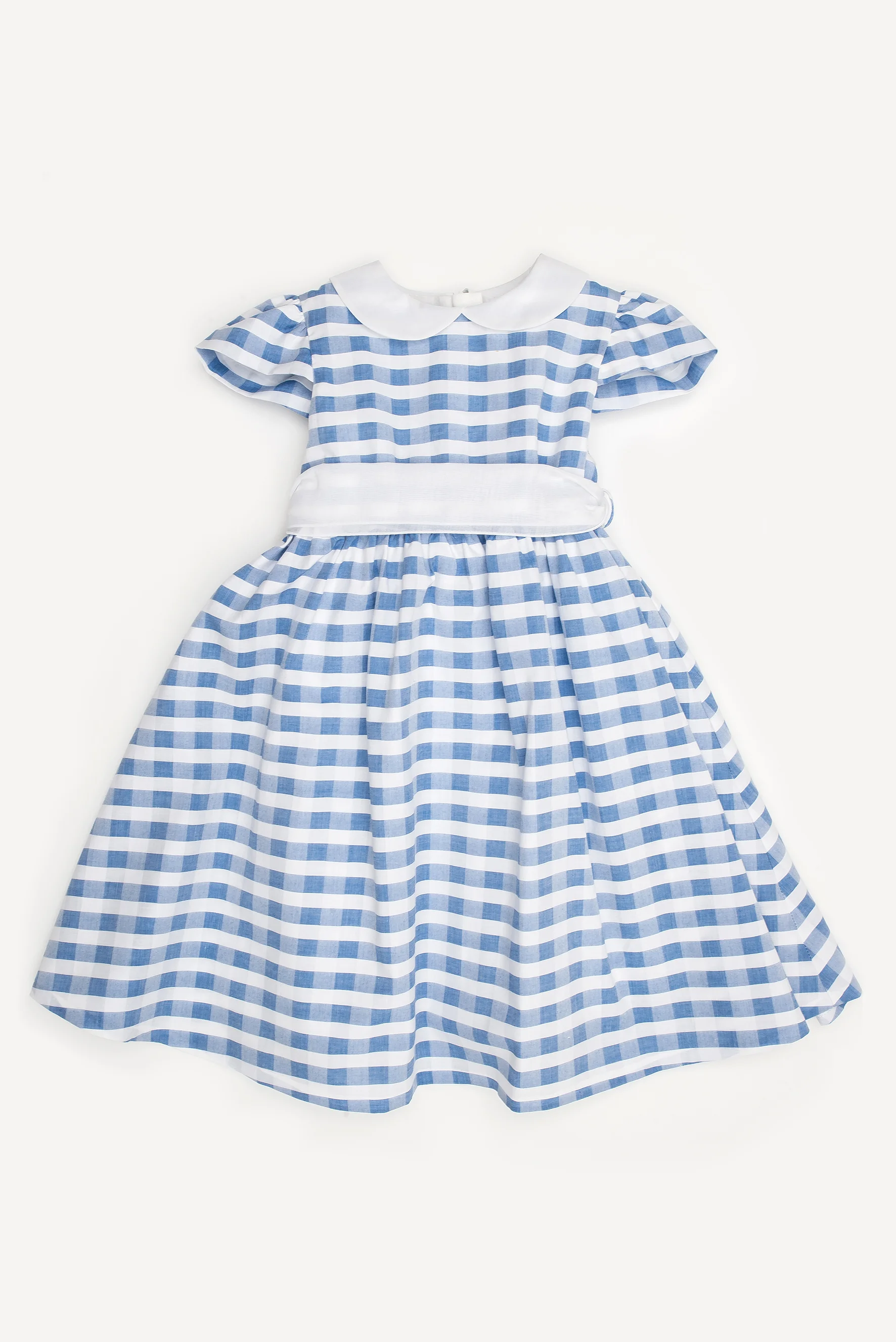 Abito bambina a quadri azzurro
