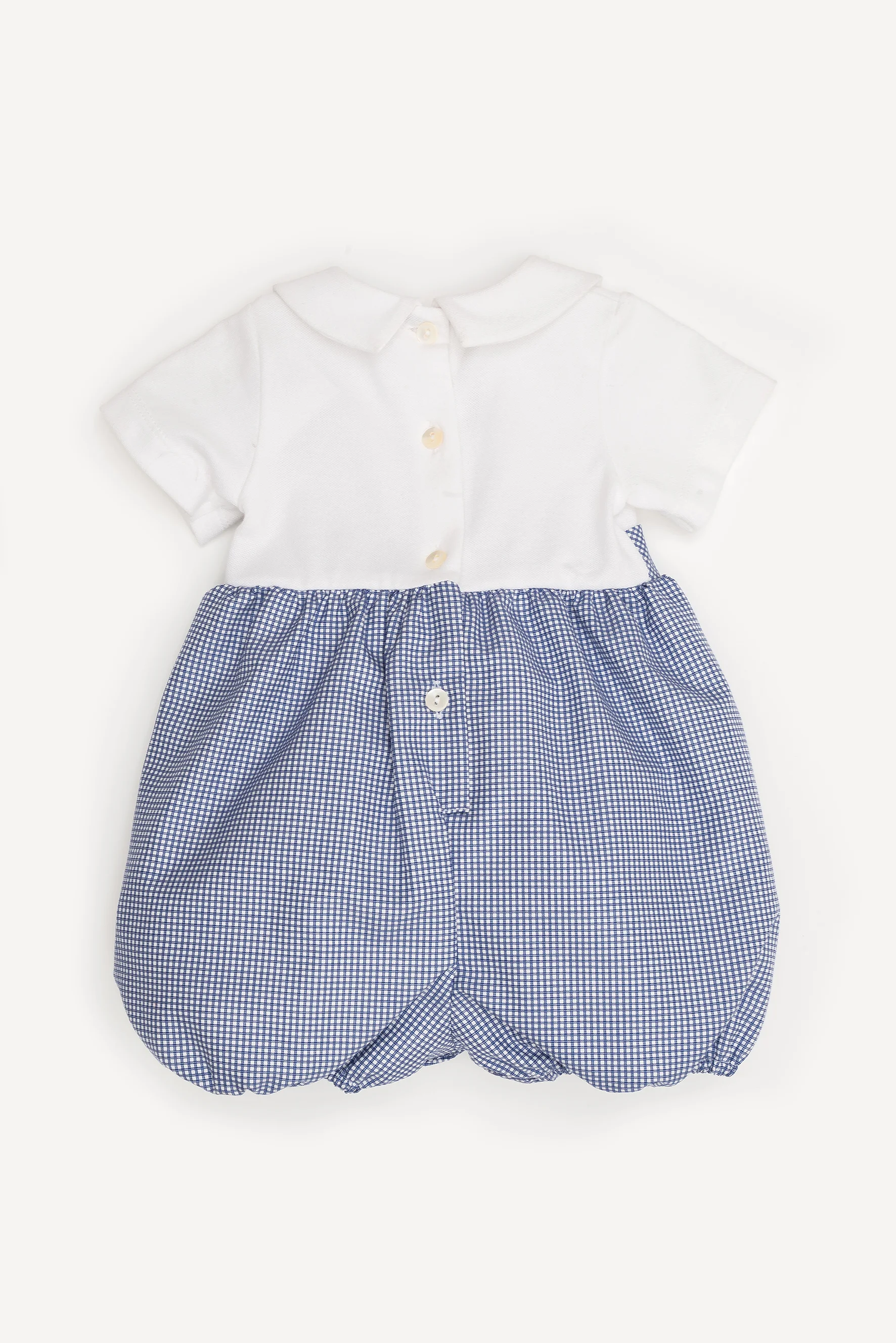 Pagliaccetto neonato bianco e blu retro