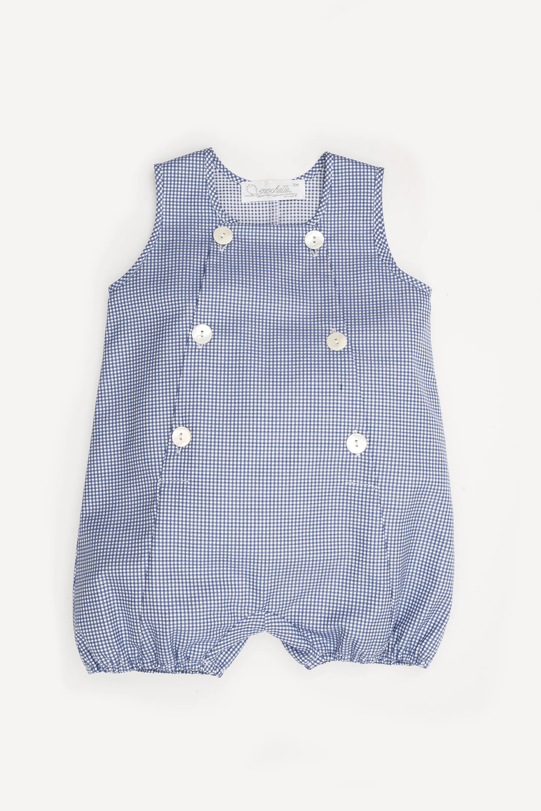 Pagliaccetto neonato a quadretti blu