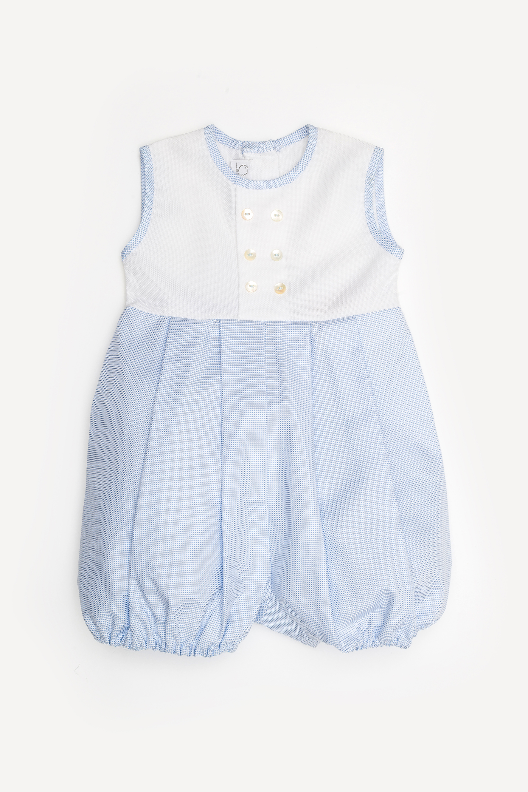 Pagliaccetto neonato oxford bianco e azzurro
