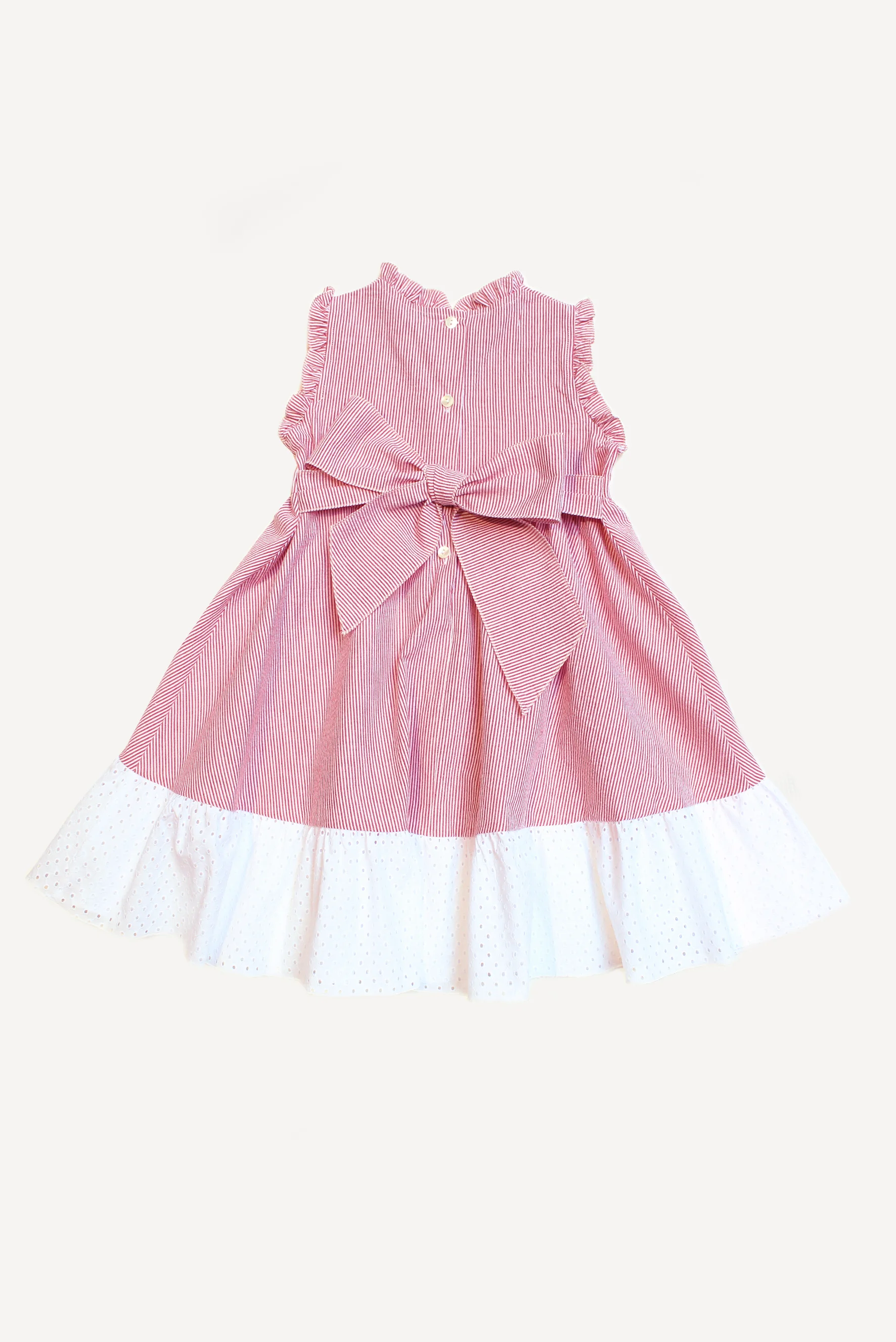 Abito bambina rosso e Sangallo retro
