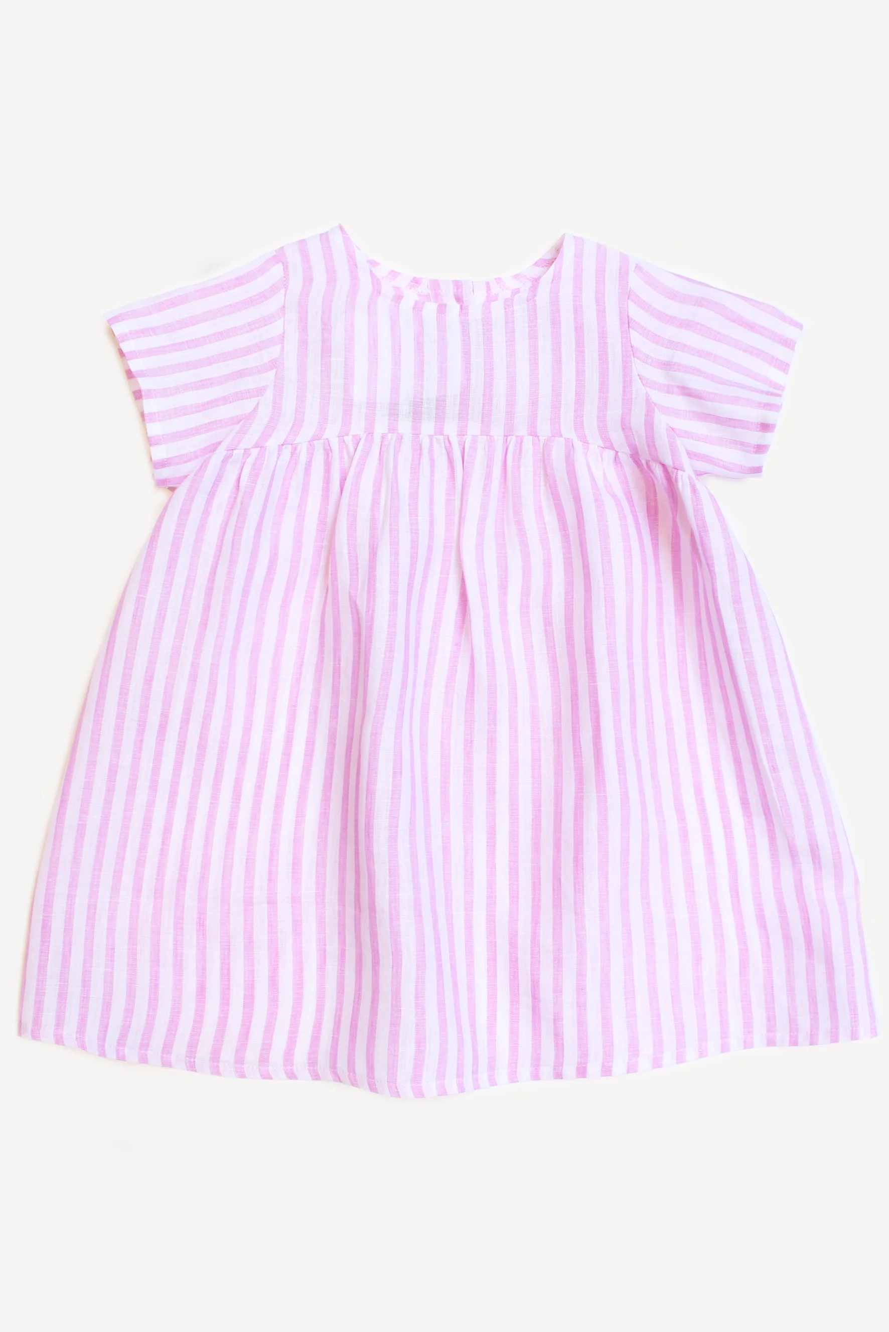 Abito camicia bambina lino a righe rosa