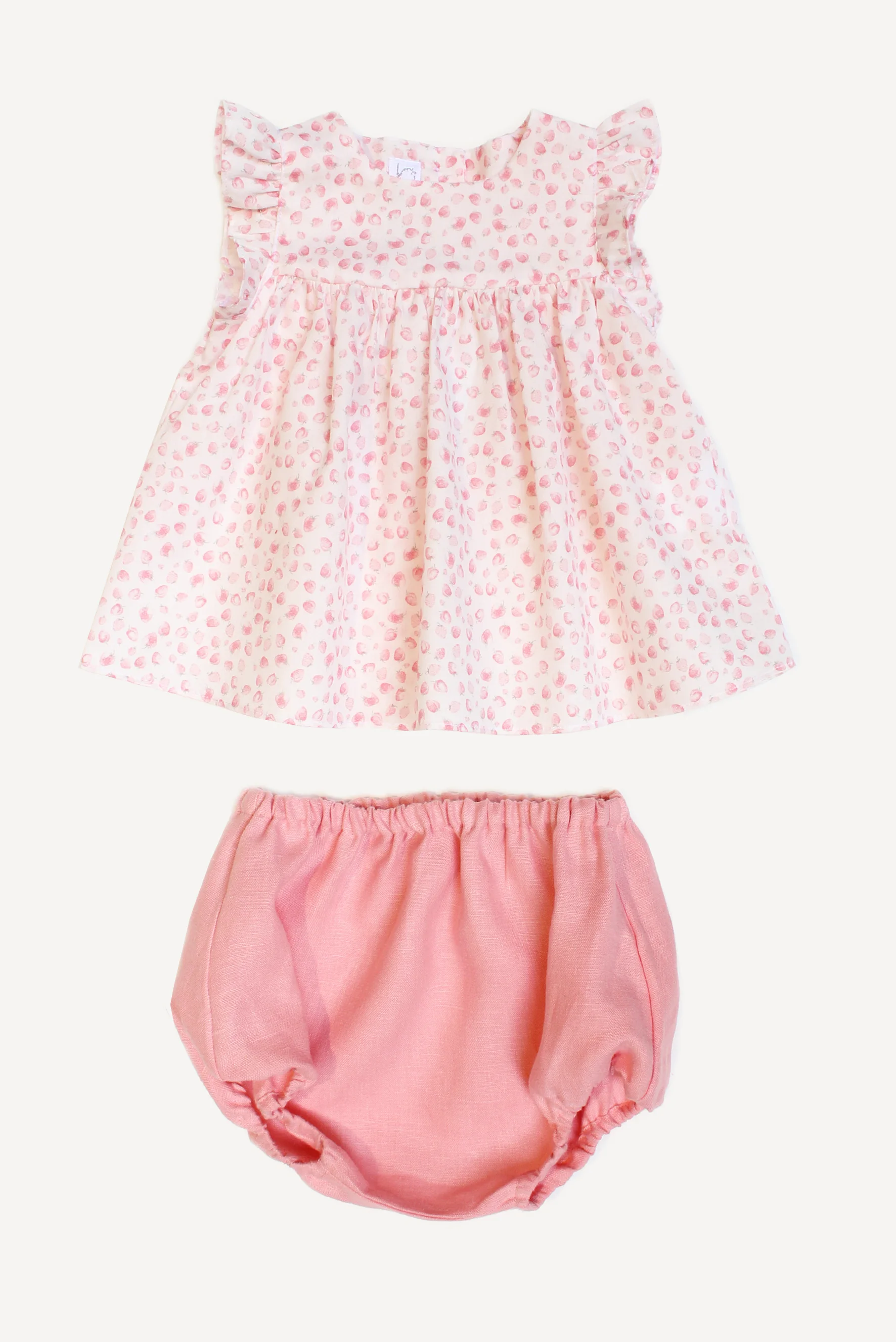 Camicia e culotte neonata fragole fronte