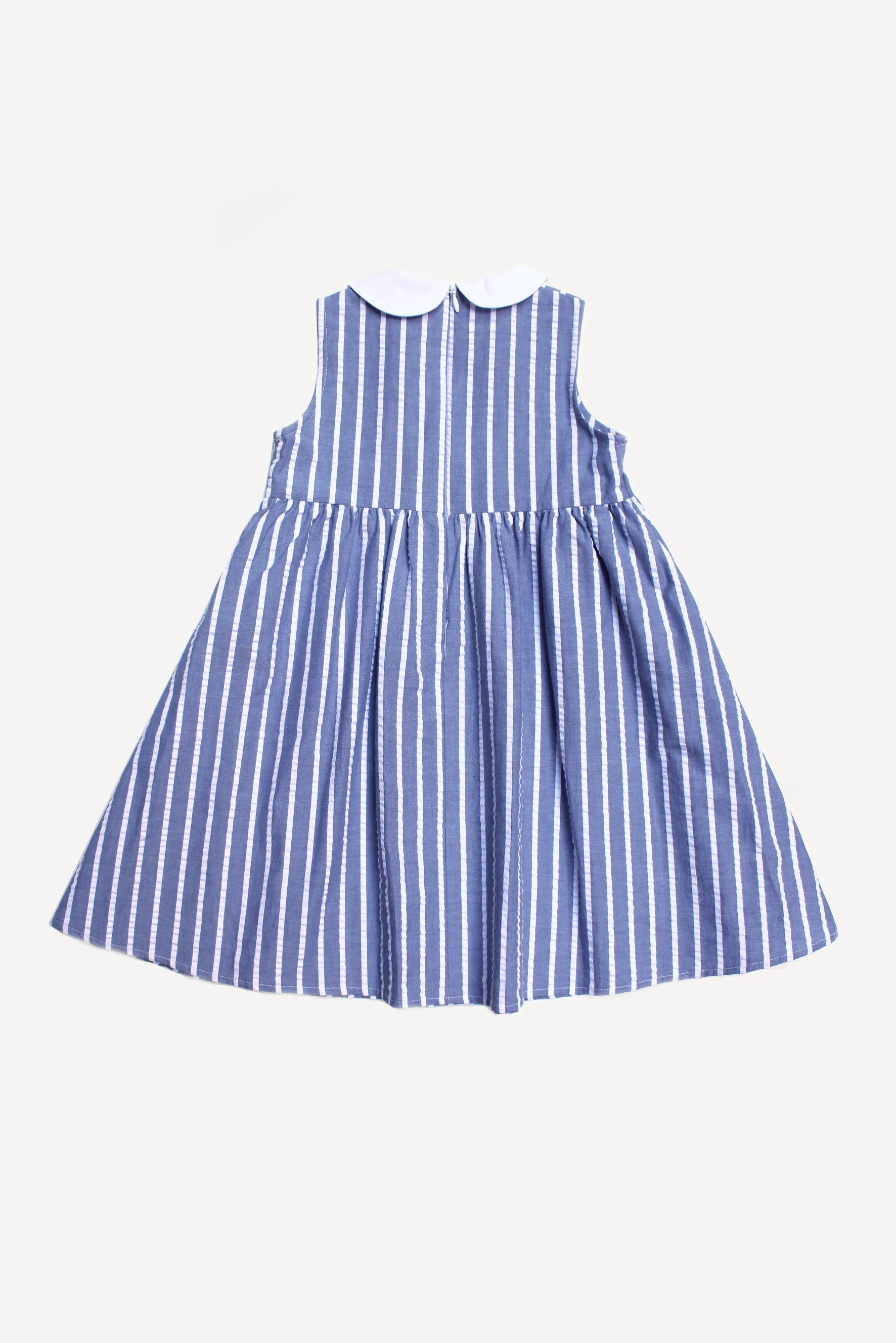 Abito bambina a righe blu retro