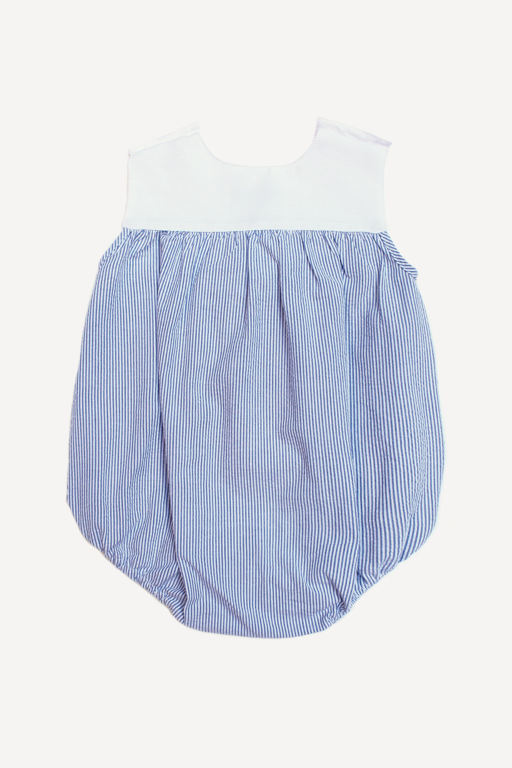 Pagliaccetto neonato righe goffrato blu retro
