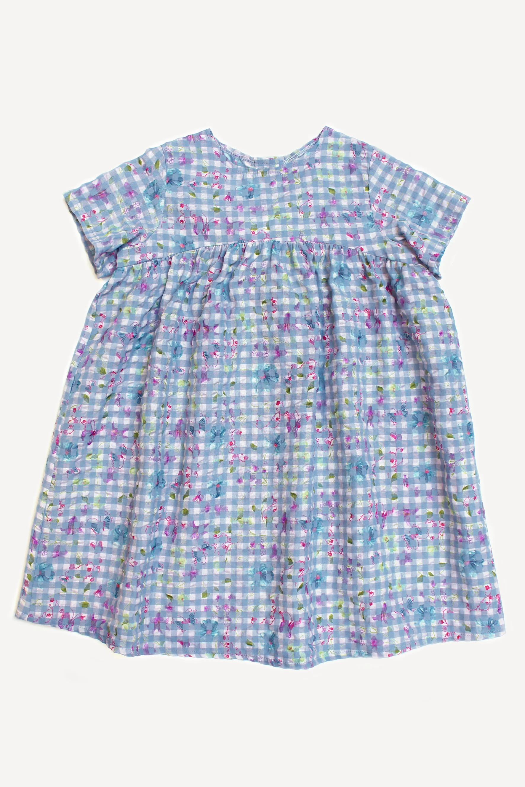 Vestito camicia bambina quadretto avio