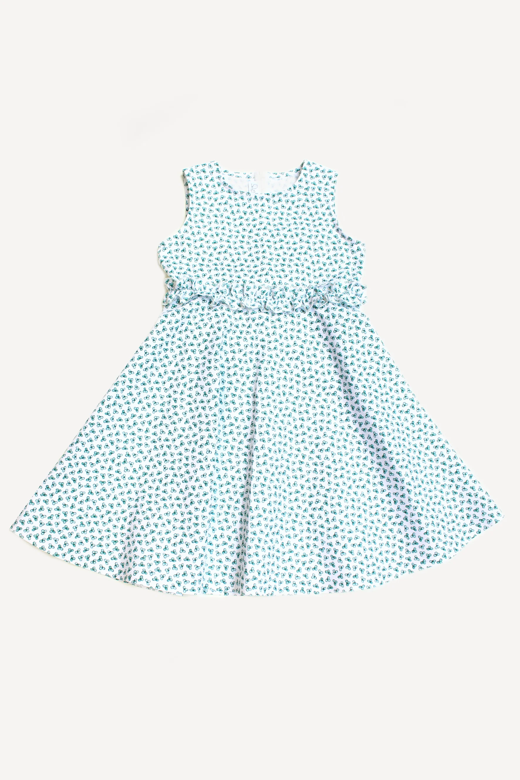 Abito bambina a ruota a fiori verdi