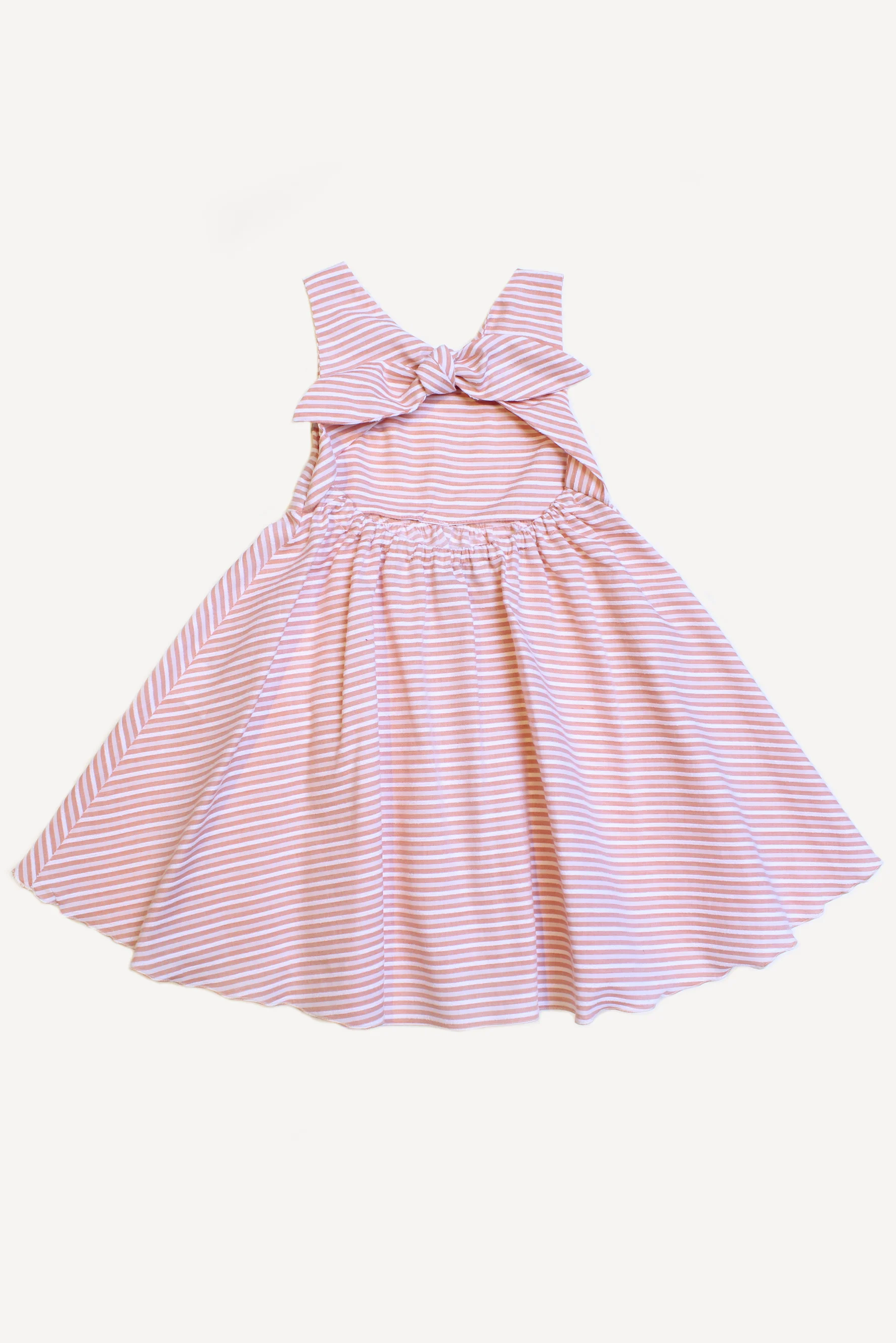 Scamiciato bambina a righe corallo retro