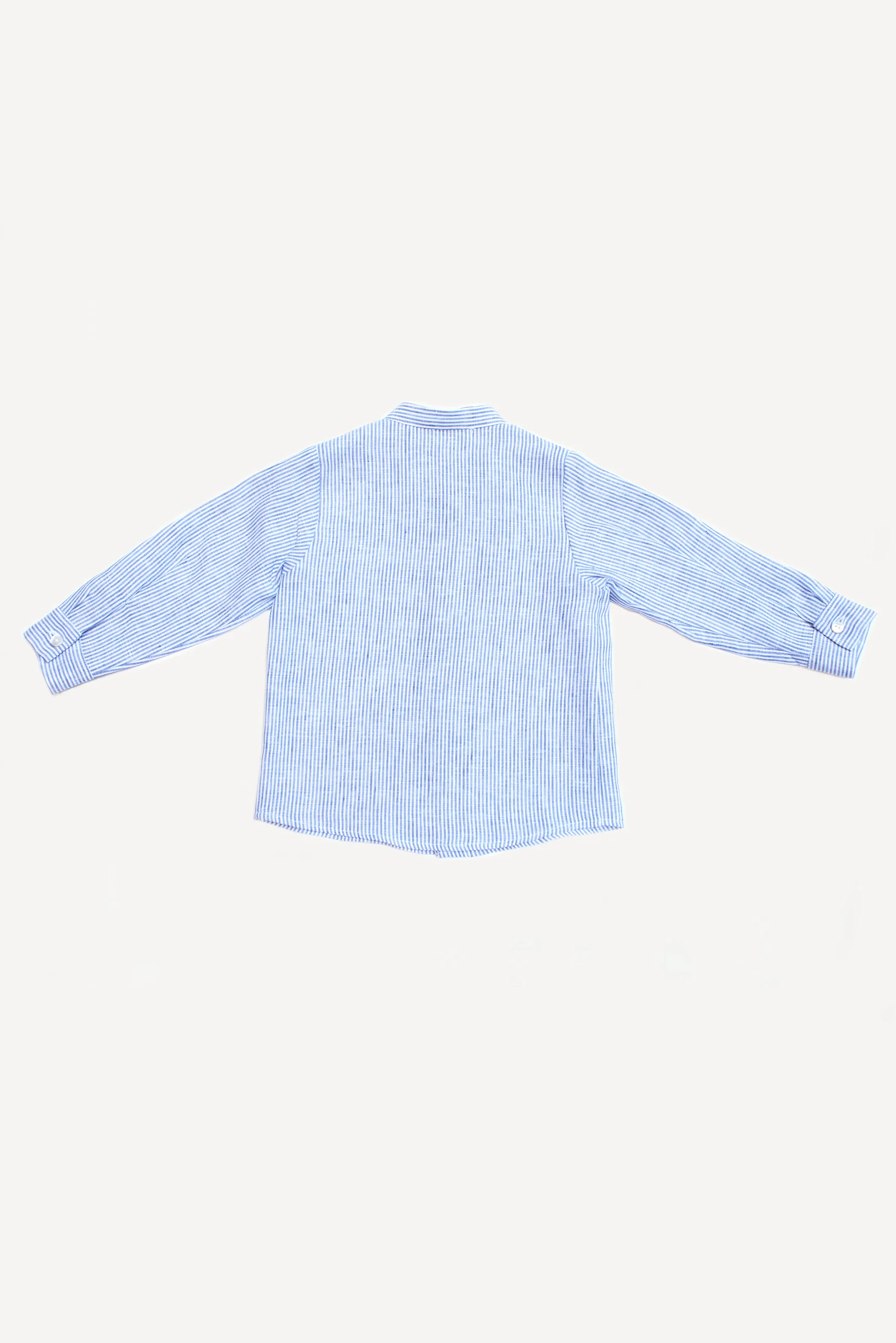 Camicia bambino lino a righe blu retro