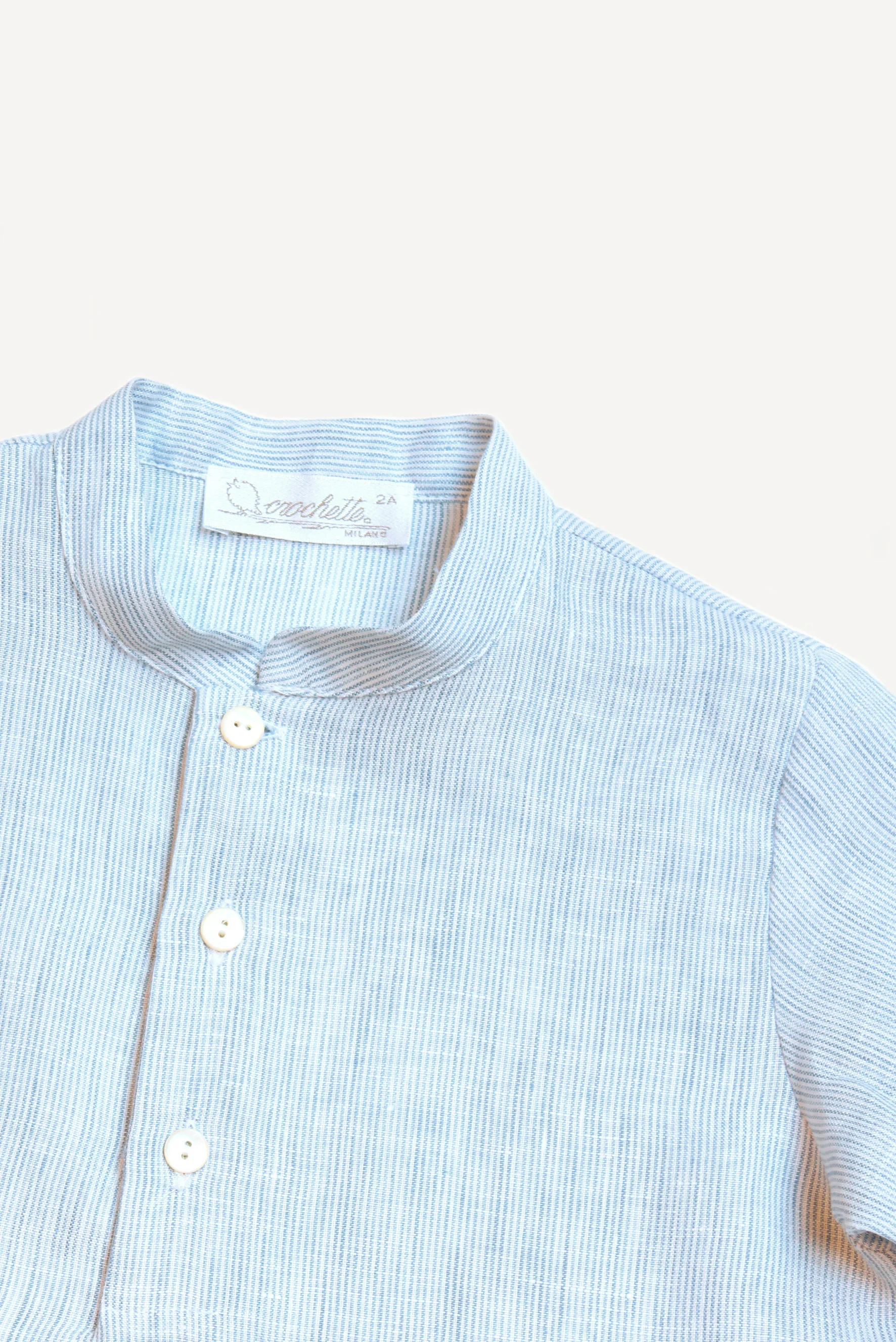 Camicia coreana bambino lino azzurro