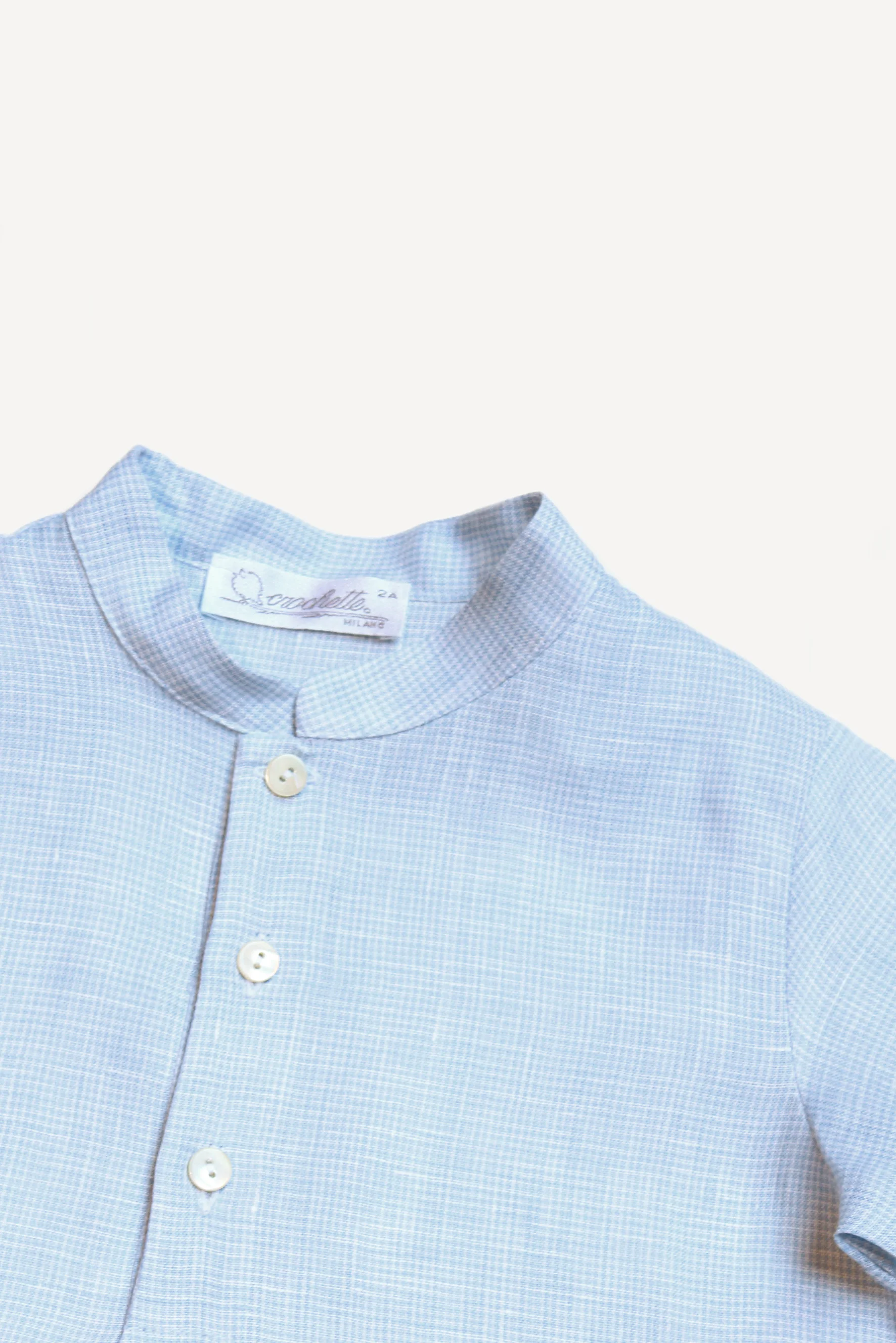 Camicia coreana bambino lino azzurro