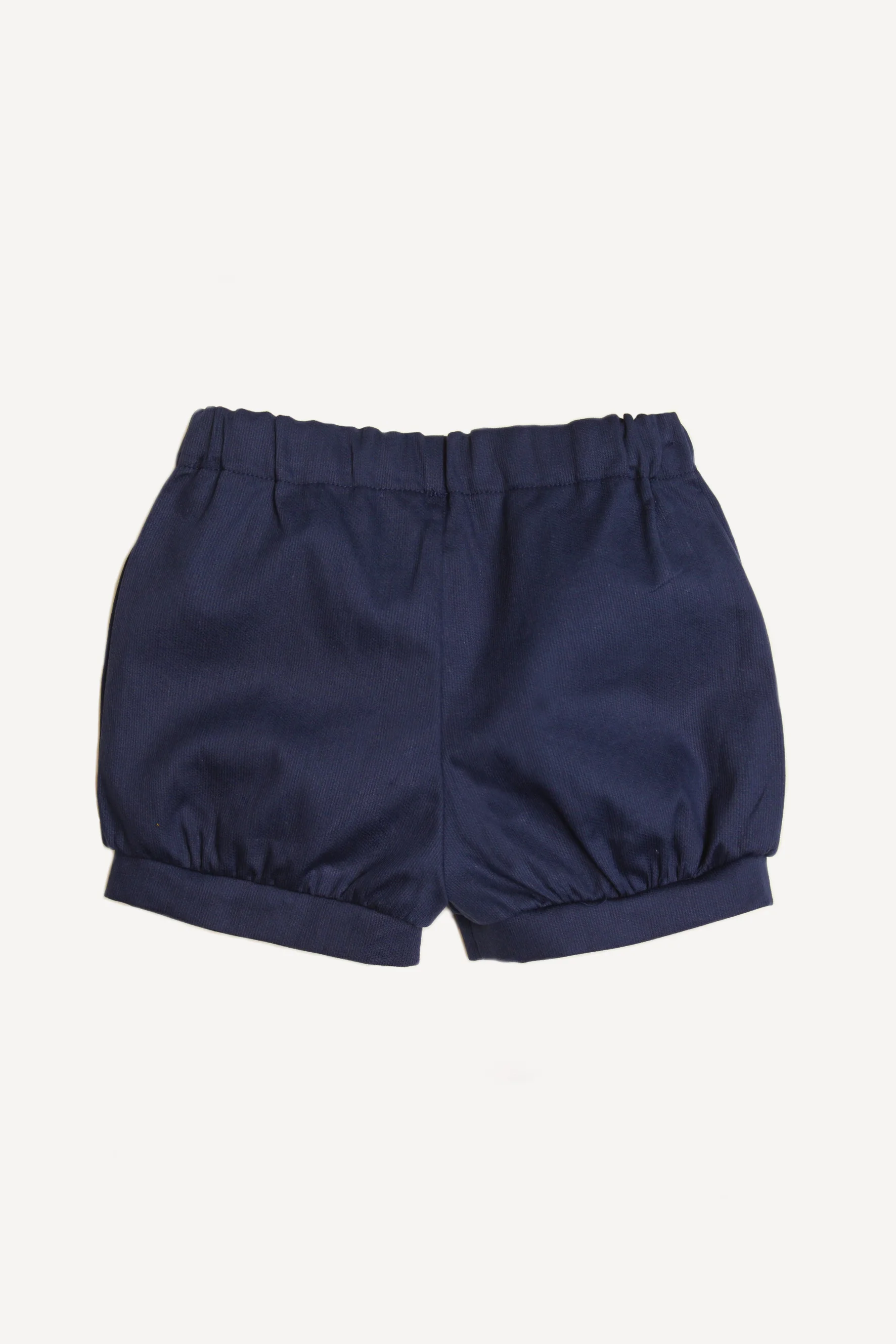 Pantaloncini bambina cotone blu retro