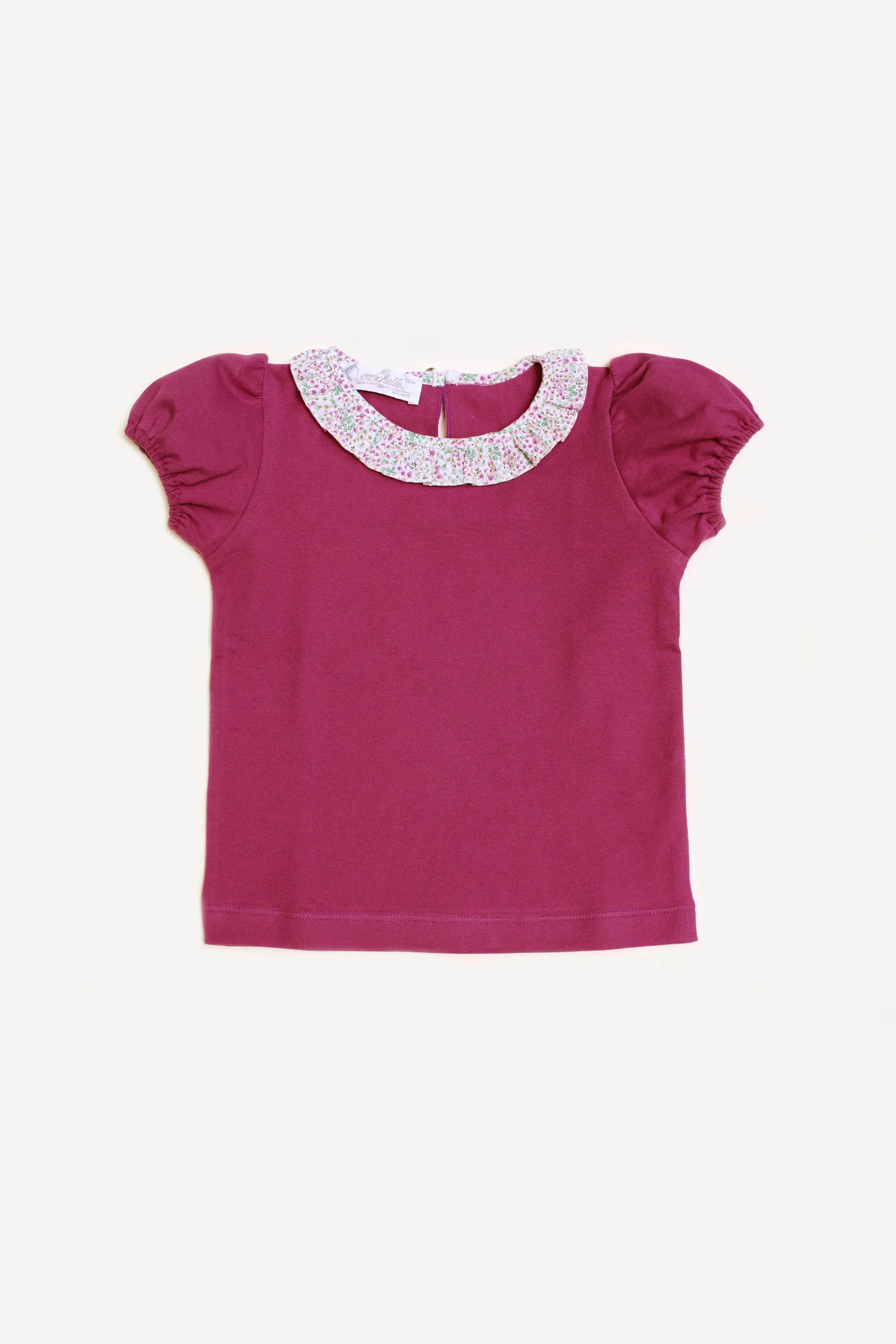 Maglietta bambina malva con ruches a fiori