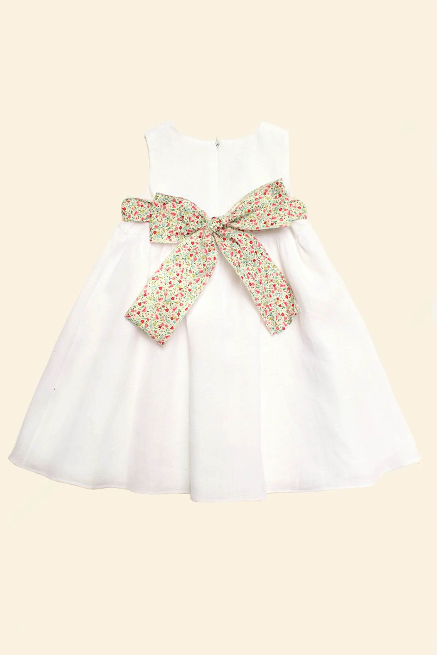 Abito bambina lino bianco retro