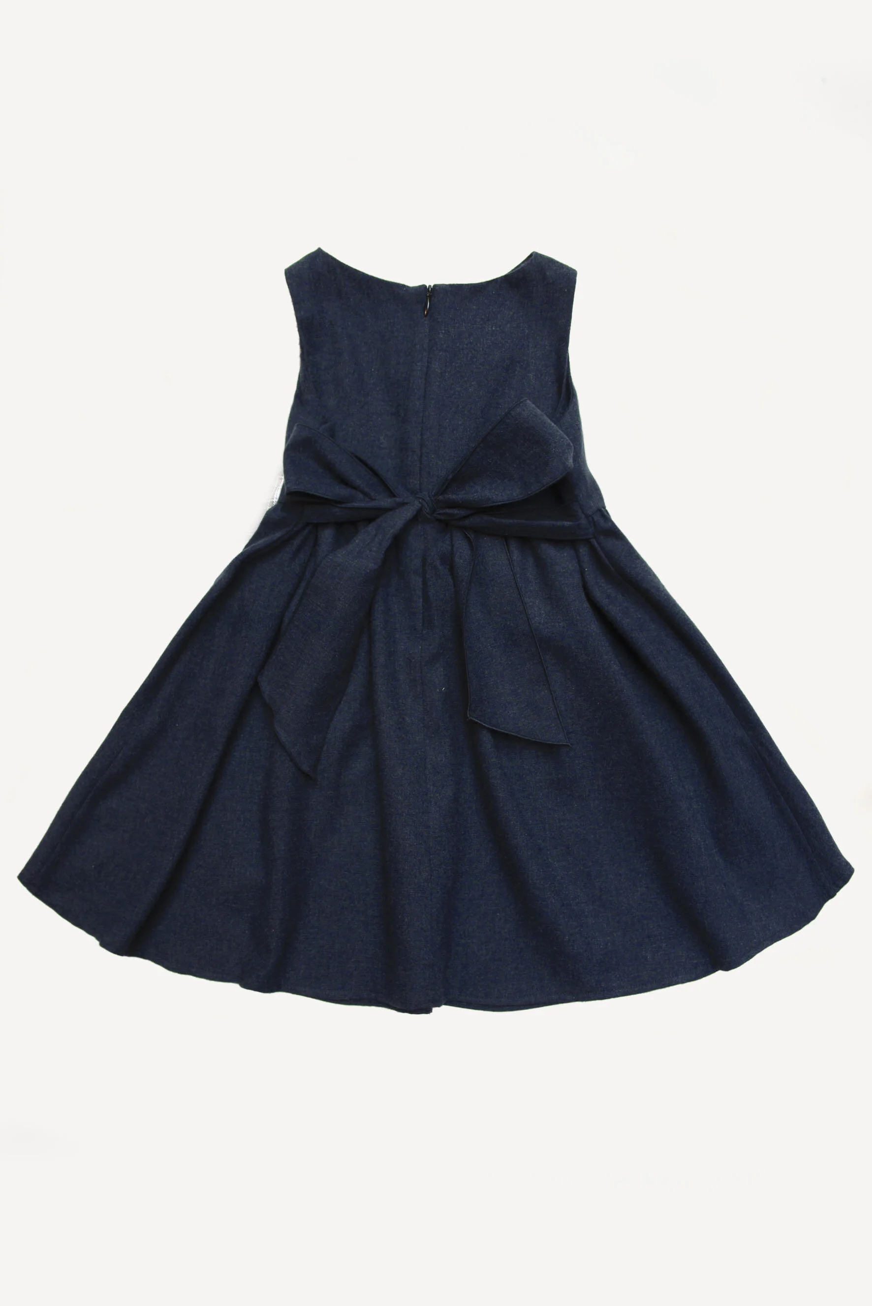 Abito bambina in flanella blu retro